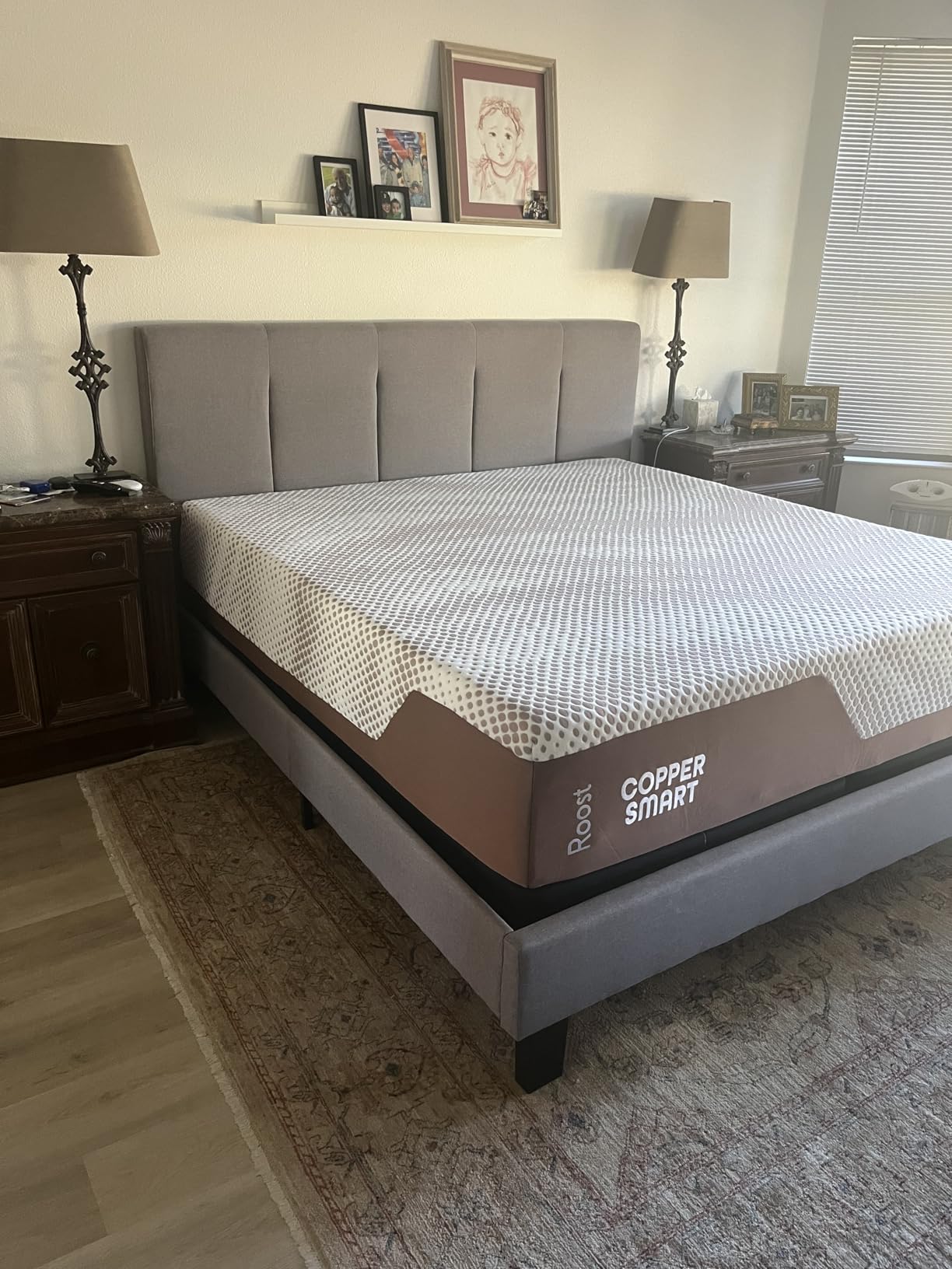 ROOST SLEEP 14-Inch Queen Mattress, Copper Smart Thermic Gel Cooling for Hot Sleepers & Back Pain Relief, Medium Firm Hybrid, Made in USA, CertiPUR-US Certified, Bed in a Box customer photo 2