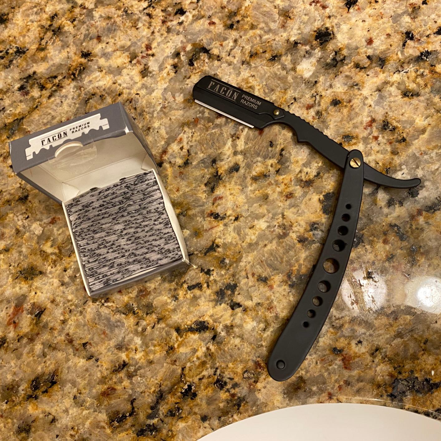 Facon Straight Razors for Men - Professional Barber Straight Edge Razor Kit with 100 Blades, Classic Stainless Steel Barbero Shaver for a Smooth & Precise Shave customer photo 2