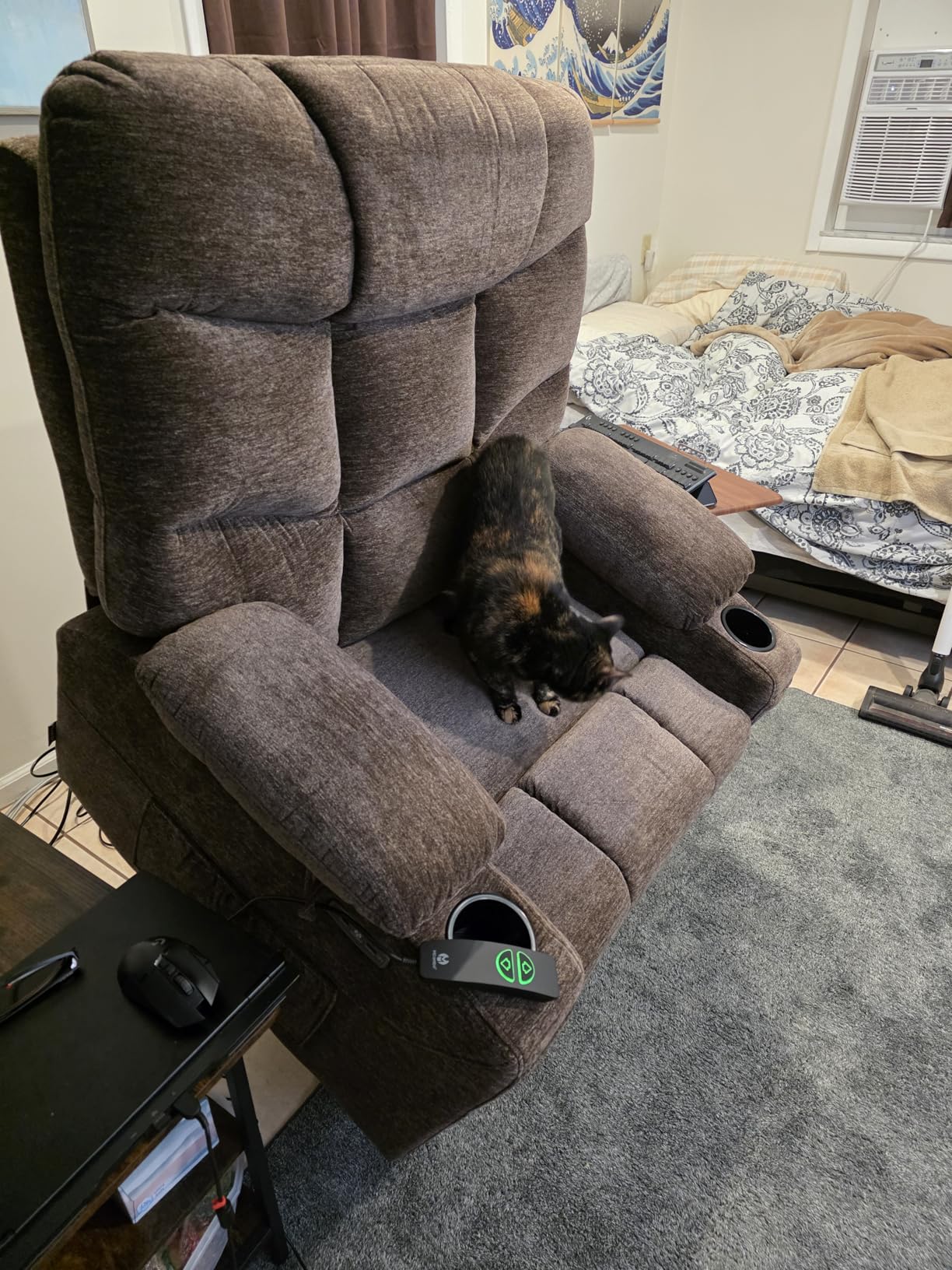 MCombo Power Lift Recliner Chair with Extended Footrest for Elderly People, Fabric 7287/7087 (Dark Gray, Medium) customer photo 1