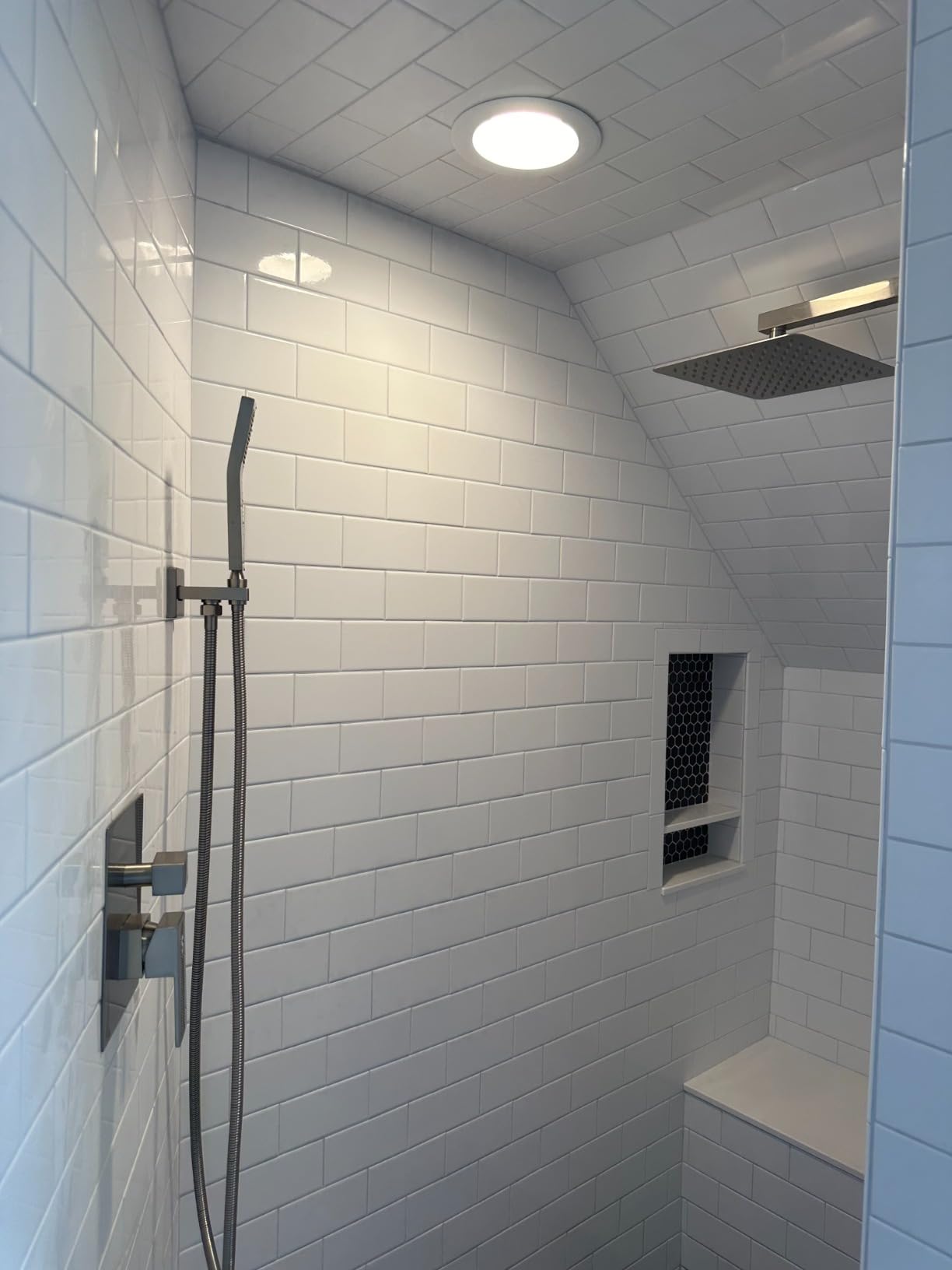 SR SUN RISE 12 Inches Matte Black Shower System 12 Inch Brass Bathroom Luxury Rain Mixer Shower Combo Set Wall Mounted Rainfall Shower Head System Shower Faucet Rough-in Valve Body and Trim Included customer photo 2