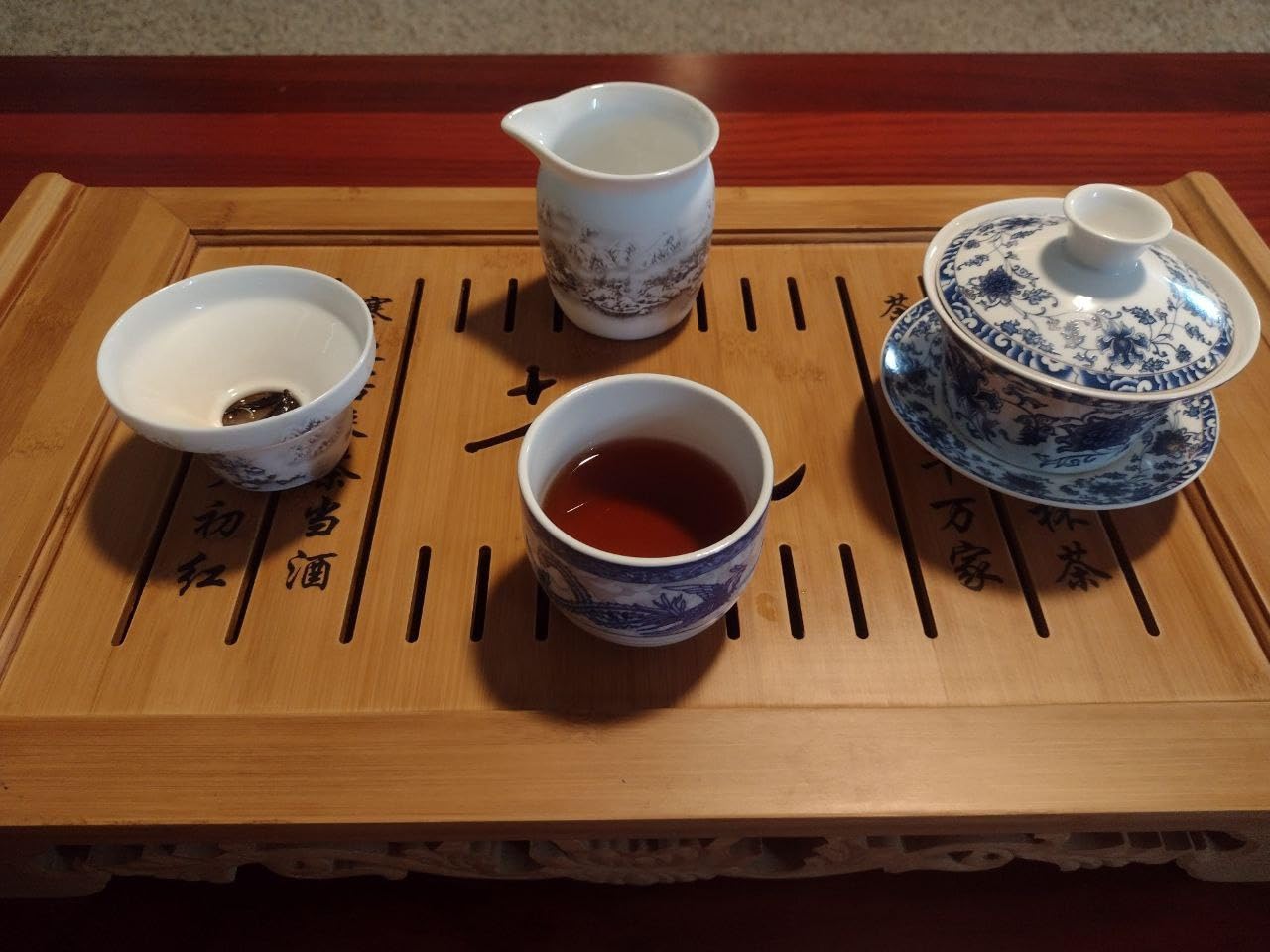 Traditional Gaiwan Tea Set with Lid and Saucer Handmade Ceramic Tea Cup Flower Porcelain Teacups 10oz customer photo 2