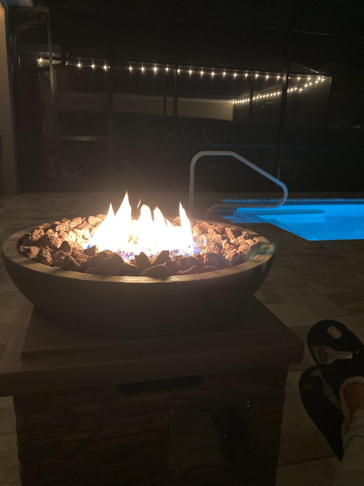 SUNBURY Outdoor Propane Fire Pit, Square Stonecrest Gas Firepit for Outside Patio, Concrete Propane Fire Table 50,000 BTU Gas Fire Pits w Lava Rocks, Waterproof Cover, CSA Certified customer photo 2