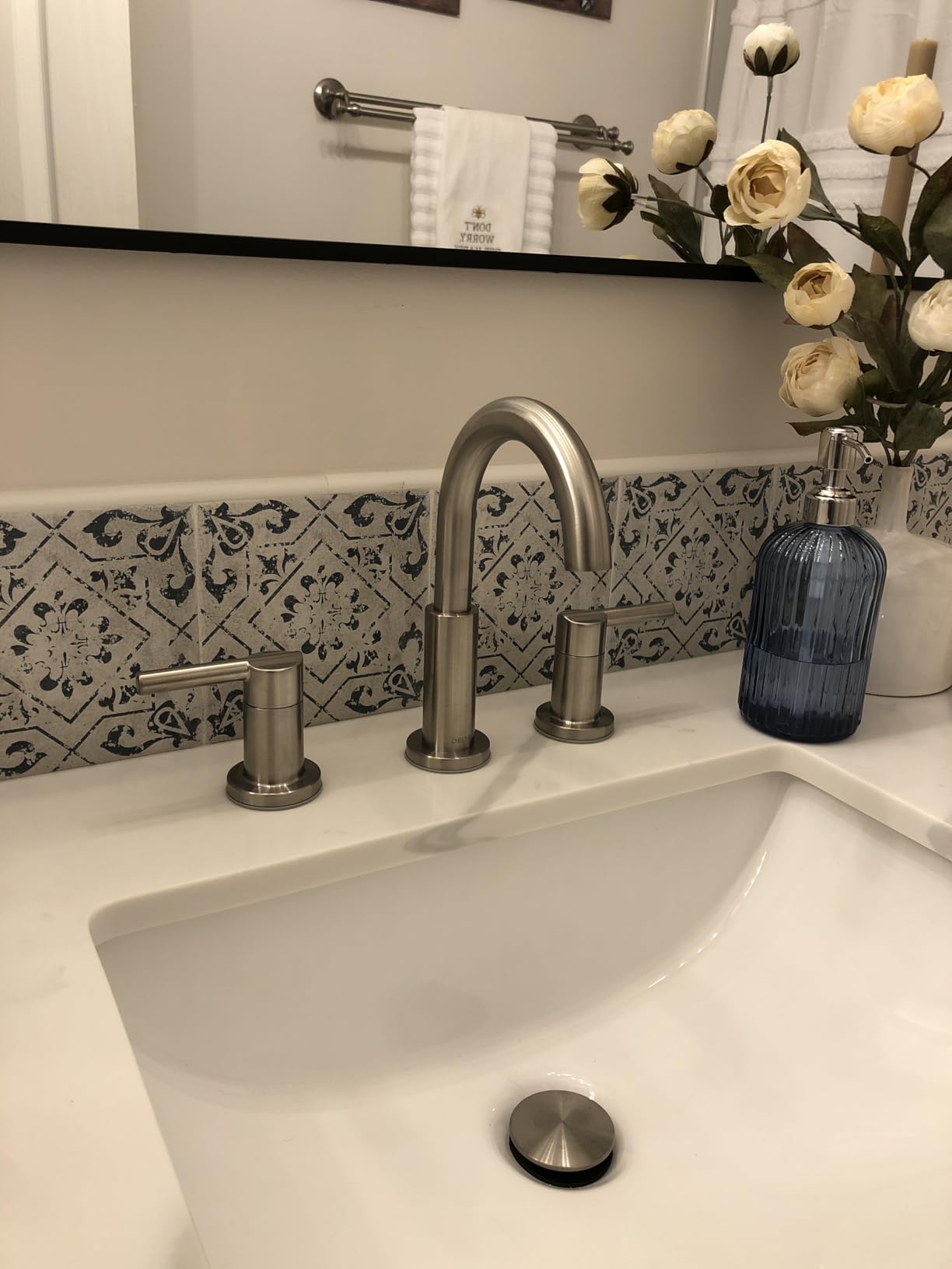 Delta Nicoli Brushed Nickel Faucet 3 Hole, 8 Inch Widespread Bathroom Sink Faucet for Vanity, Push-Pop Drain Assembly, Stainless 35749LF-SS customer photo 1