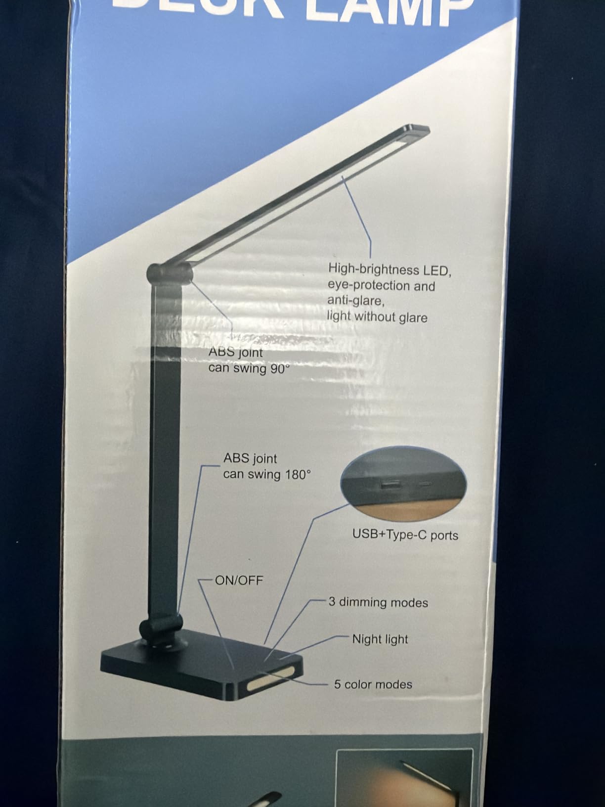 LED Desk Lamp with USB Ports,Touch Desk Lamps for Home Office with 5 Color Modes,3 Brightness Desk Light with Small Night Light,Reading Lamp Table Lamp for Bedroom Bedside Study Black (with adapter) customer photo 2