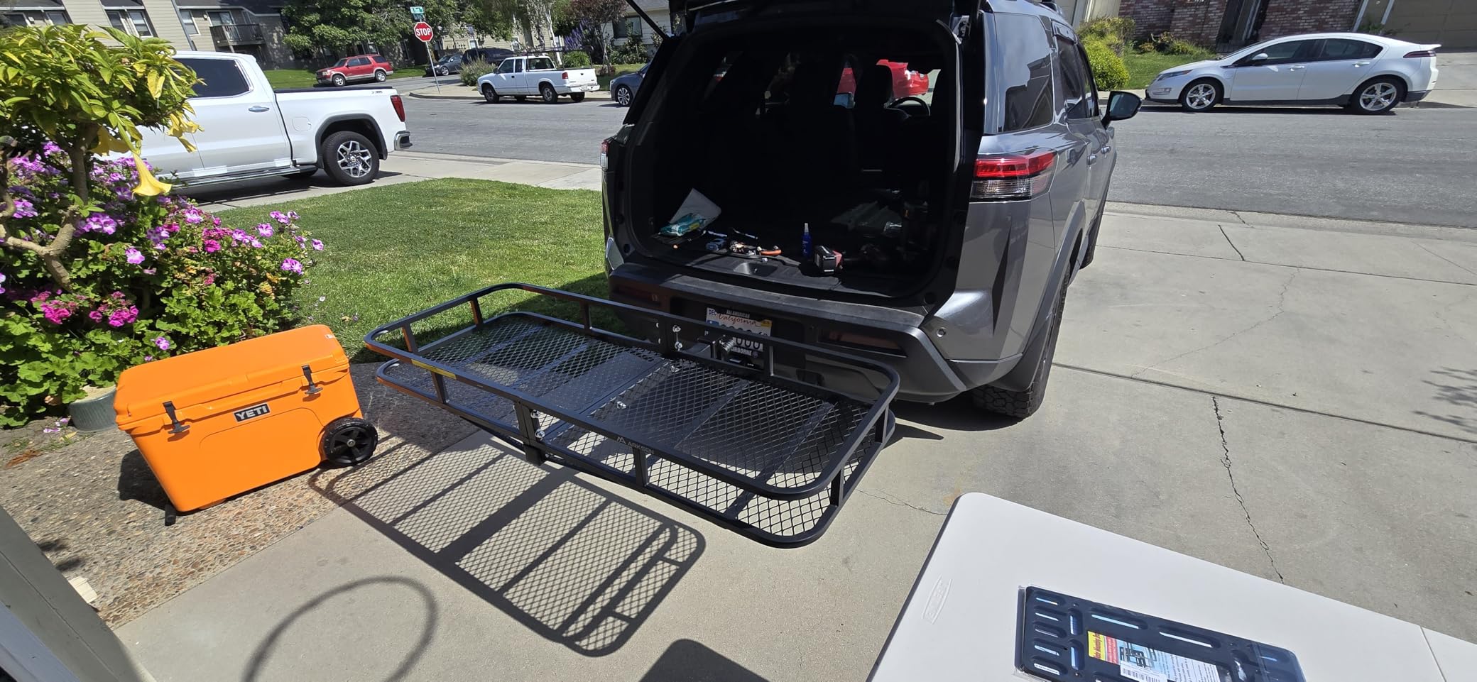 ARKSEN 60 x 23 x 5.5 Inch Hitch Cargo Carrier, 500 Lbs Capacity 2'' Receiver Tow Hitch Luggage Storage Basket for SUV, Pickup Truck & Car Camping Traveling customer photo 2