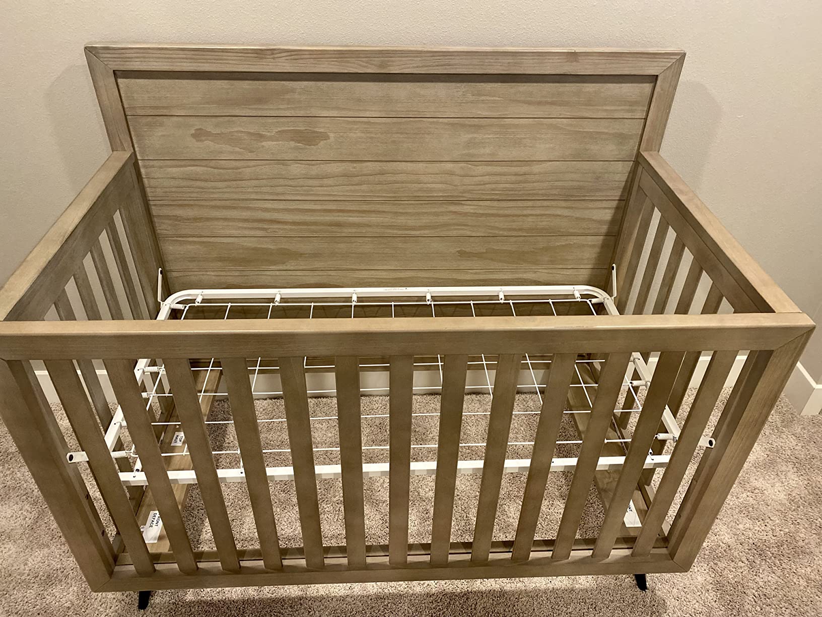 Evolur Stilnovo Mid-Century 4-in-1 Convertible Crib in Sugarcane - Greenguard Gold Certified, Solid Wood Construction, 3 Mattress Heights - Converts to Toddler, Daybed & Full-Size Bed customer photo 1