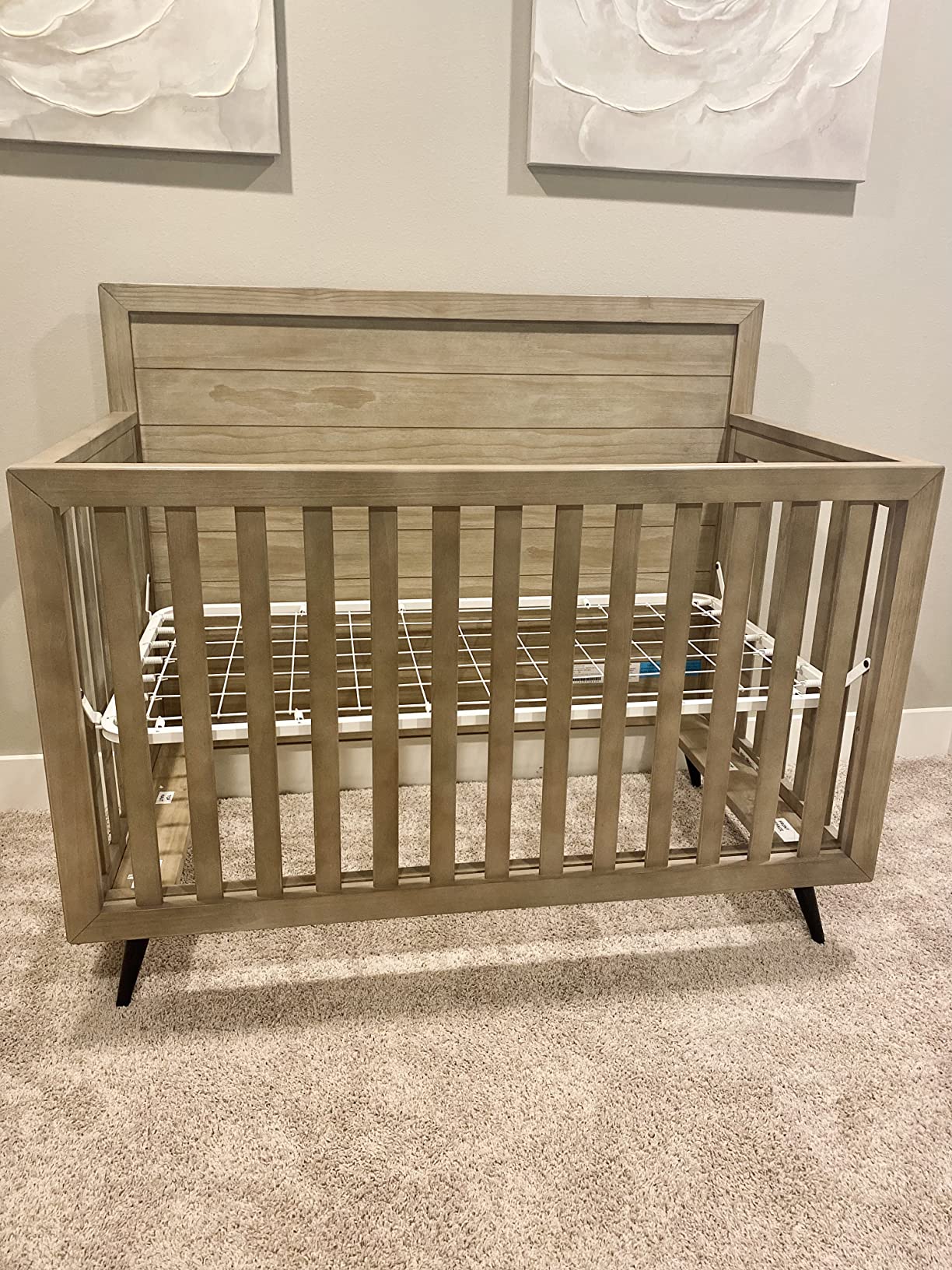 Evolur Stilnovo Mid-Century 4-in-1 Convertible Crib in Sugarcane - Greenguard Gold Certified, Solid Wood Construction, 3 Mattress Heights - Converts to Toddler, Daybed & Full-Size Bed customer photo 2