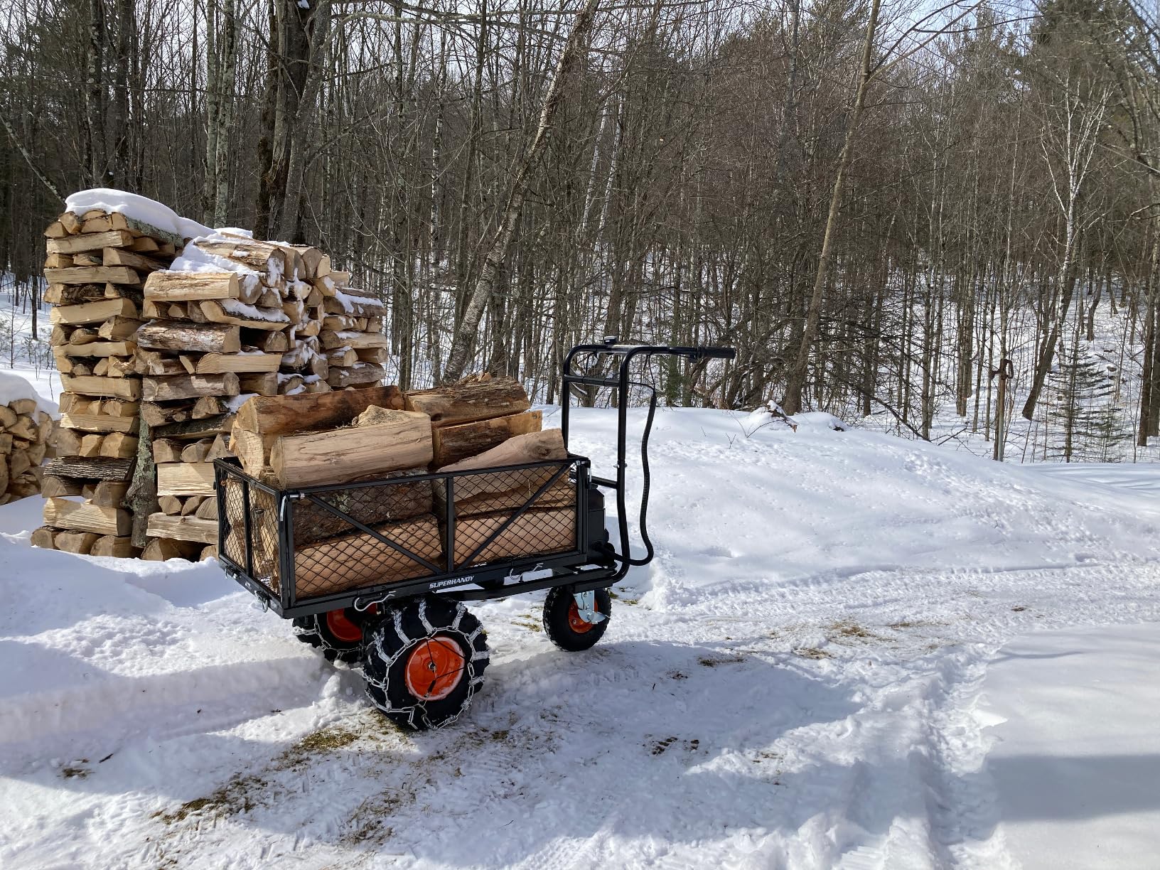 SuperHandy Utility Service Cart Power Wagon Wheelbarrow Electric 48V DC Li-Ion Powered 660Lbs Load and 1000Lbs+ Hauling Capacity Farm and Garden All Purpose Modular Cargo Bed customer photo 1