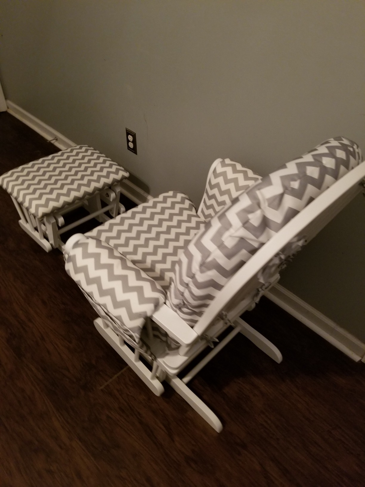 Costzon Nursery Glider with Ottoman, Upholstered Comfort Glider Rocker with Padded Cushion, Storage Pocket, Solid Wood Base, Rocking Chair Nursery for Breastfeeding, Napping (Light Gray) customer photo 2
