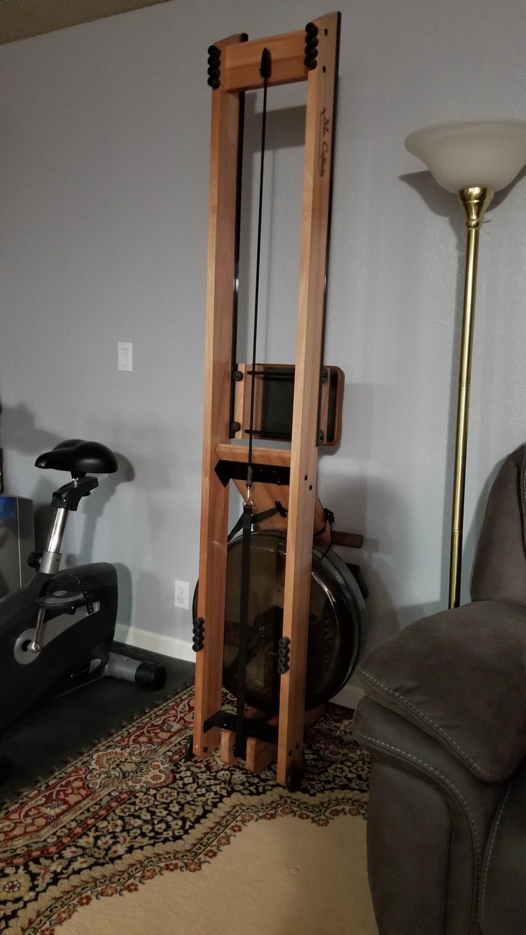 Mr. Captain Rowing Machine for Home Use, Water Resistance Natural Red Walnut Wood Rower with Monitor customer photo 1