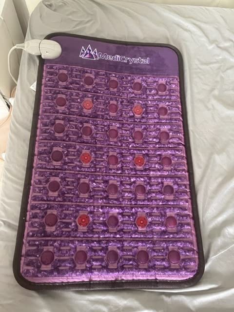 MediCrystal Far Infrared Amethyst Mat - Natural Agates + Photon Red Lights - FDA Registered Manufacturer - Negative Ion - FIR Heating Pad (Midsize 60