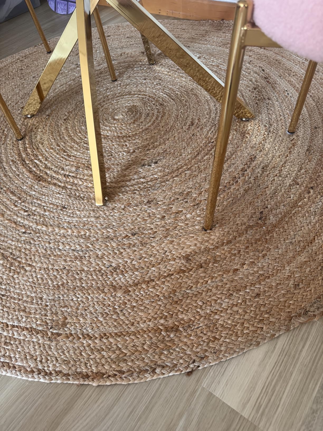 Hausattire Hand Woven Jute Braided Rug, 4' Round - Natural, Reversible Boho Entry Area Rugs for Kitchen, Living Room I Farmhouse Decorative Floor Rug, 4 Feet Round customer photo 1