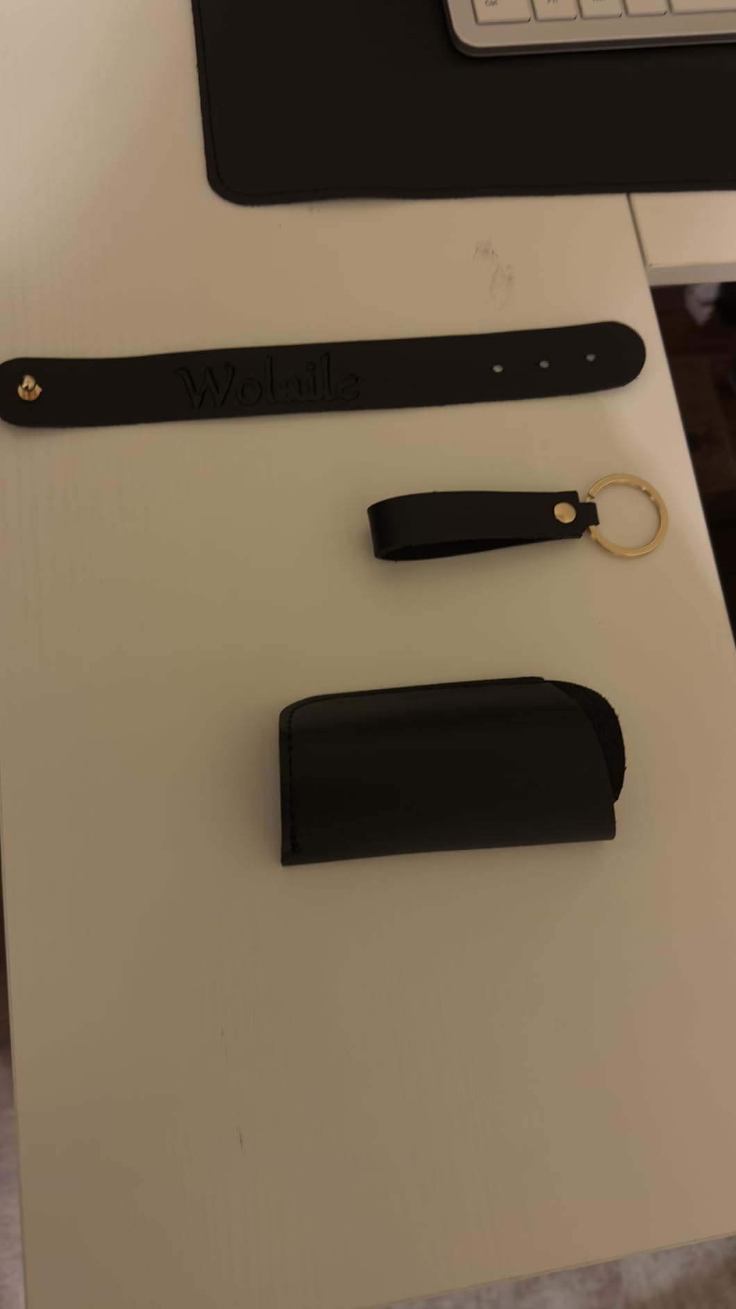 Leather Desk Pad,Wolaile 36x17 inch Large Mouse Pad,Waterproof Non-Slip Writing Desk Blotter,Computer Mat Desktop Protector for Office Home,Black customer photo 2