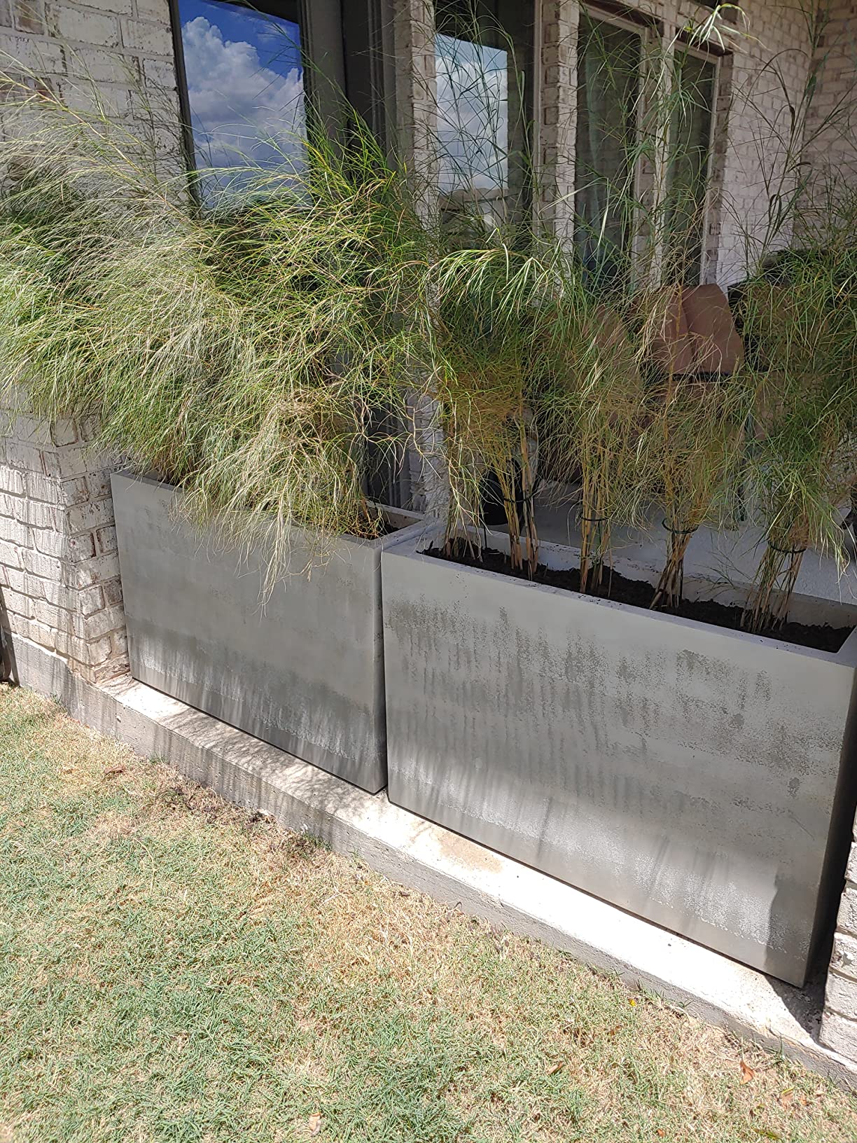 Gray Lightweight Fiberglass Tall Rectangular Planter Box - 24 inches - Outdoor Planter - 24L x 10W x 24H customer photo 2