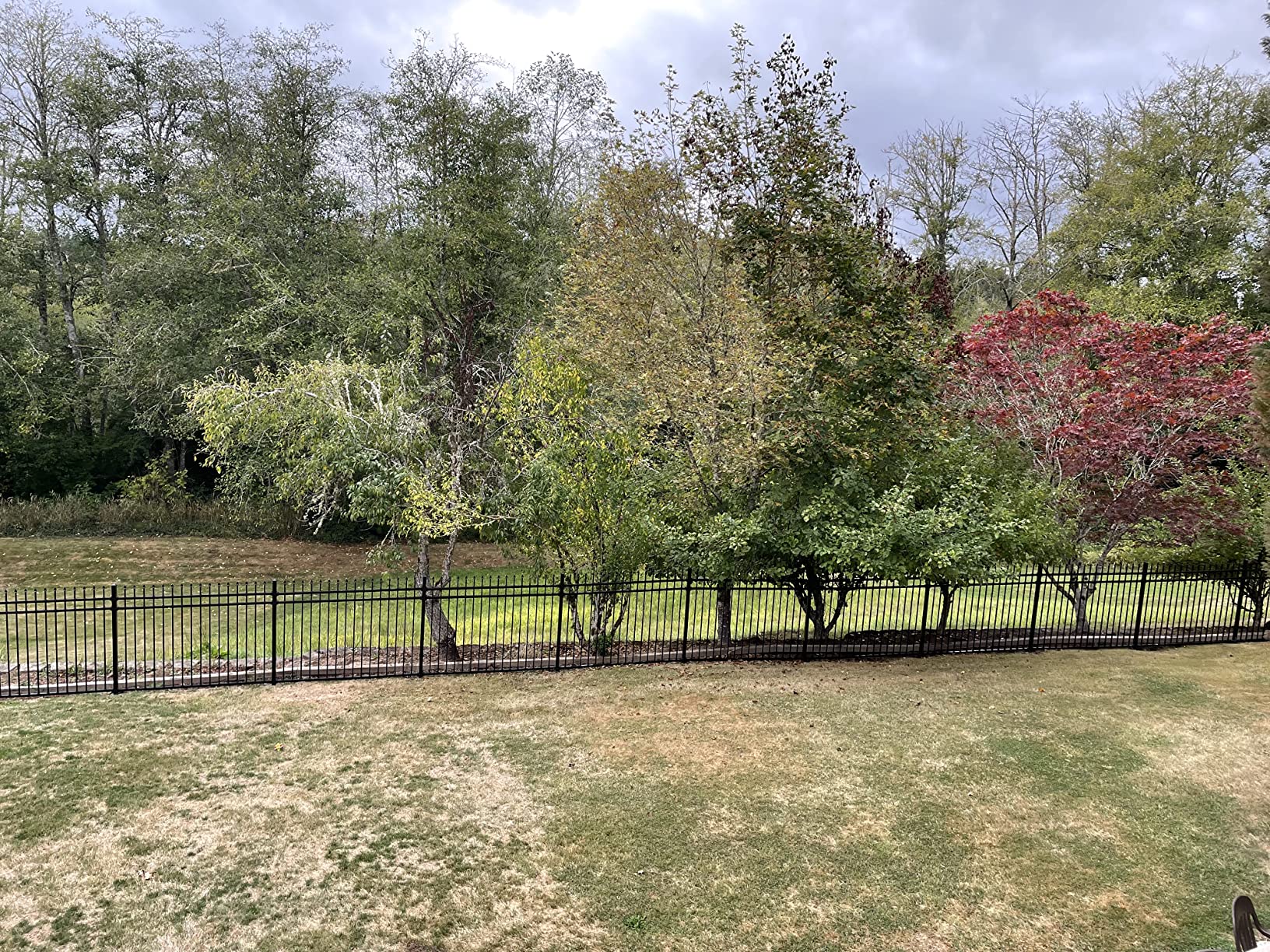 XCEL Black Steel Anti-Rust Fence Panel - Sharp End Pickets - 6.5ft W x 5ft H - Easy Installation - for Residential, Outdoor, Yard, Garden, Swimming Pool, on Concrete or Soil, 3-Rail, One Post included customer photo 1