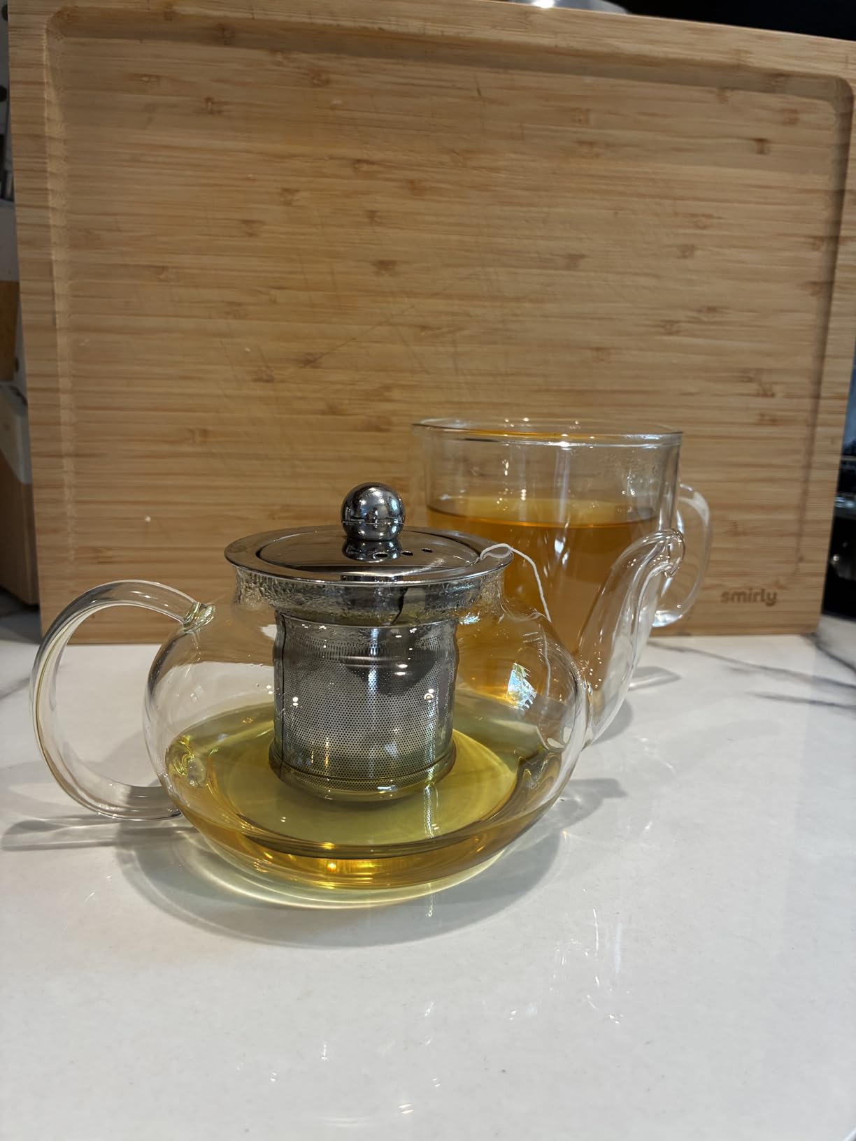 DOPUDO 40OZ (1200ML) Glass Teapot with Infuser Stovetop Safe, Clear Glass Tea Pot Kettle, Borosilicate Tea Pot with Infusers Filter for Loose Tea, Tea Kettle Dishwasher Safe customer photo 1