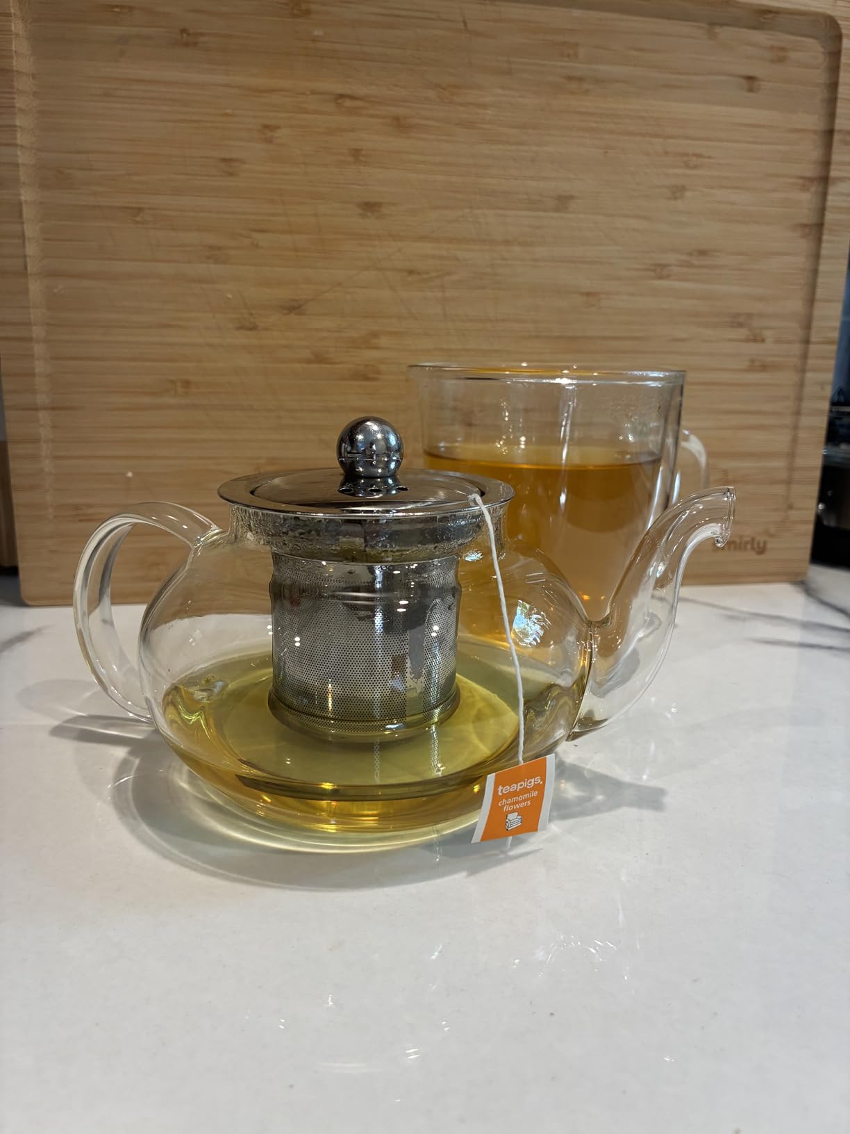 DOPUDO 40OZ (1200ML) Glass Teapot with Infuser Stovetop Safe, Clear Glass Tea Pot Kettle, Borosilicate Tea Pot with Infusers Filter for Loose Tea, Tea Kettle Dishwasher Safe customer photo 2