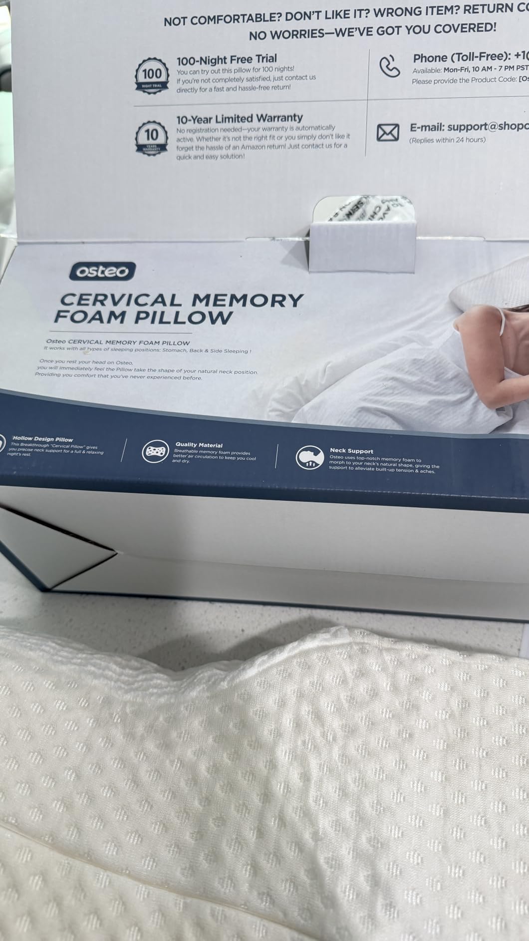 Osteo Cervical Pillow for Neck Pain Relief, Hollow Design Odorless Memory Foam Pillows with Cooling Case, Adjustable Orthopedic Bed Pillow for Sleeping, Support for Side Back Sleepers (Premium Dark Grey) customer photo 2