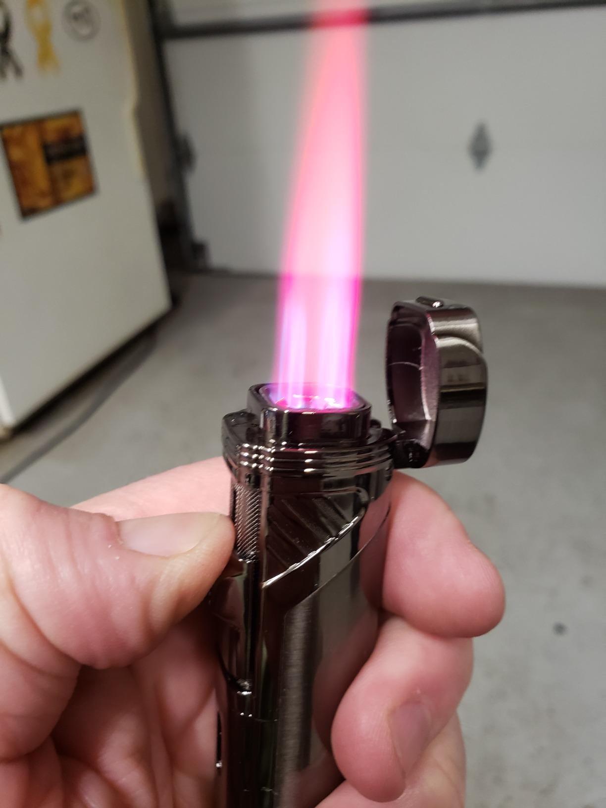 Cobber Torch Lighter, Quad 4 Jet Red Flame Refillable Butane Lighter Adjustable Flame Lighter for Men Gift Ideas (Silver) customer photo 1