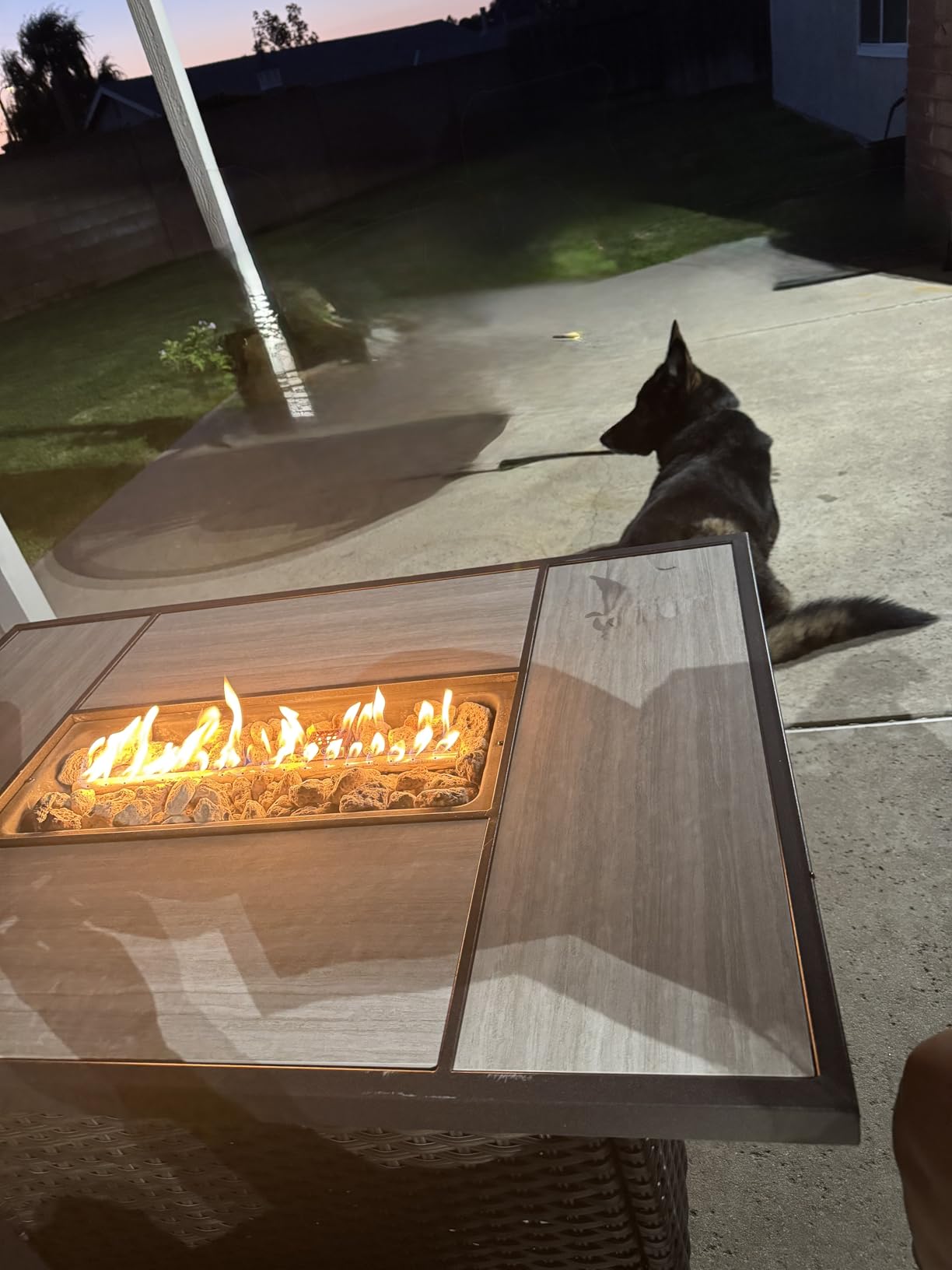 Grand Patio Outdoor 43-Inch CSA Safety Approved Gas Fire Pit Table 60,000 BTU Rectangle Propane Fire Pit with Ceramic Tile Top and Wicker Base customer photo 1