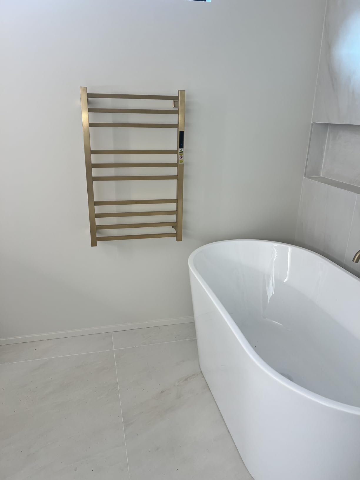 XBVV Towel Warmer Rack for Bathroom with Timer/Fahrenheit Temperature Control Wall Mounted Electric Heated 10 Bar Rail Plug-in or Hardwired Keep Bath Shower Towel Warming (Brushed Gold) customer photo 2