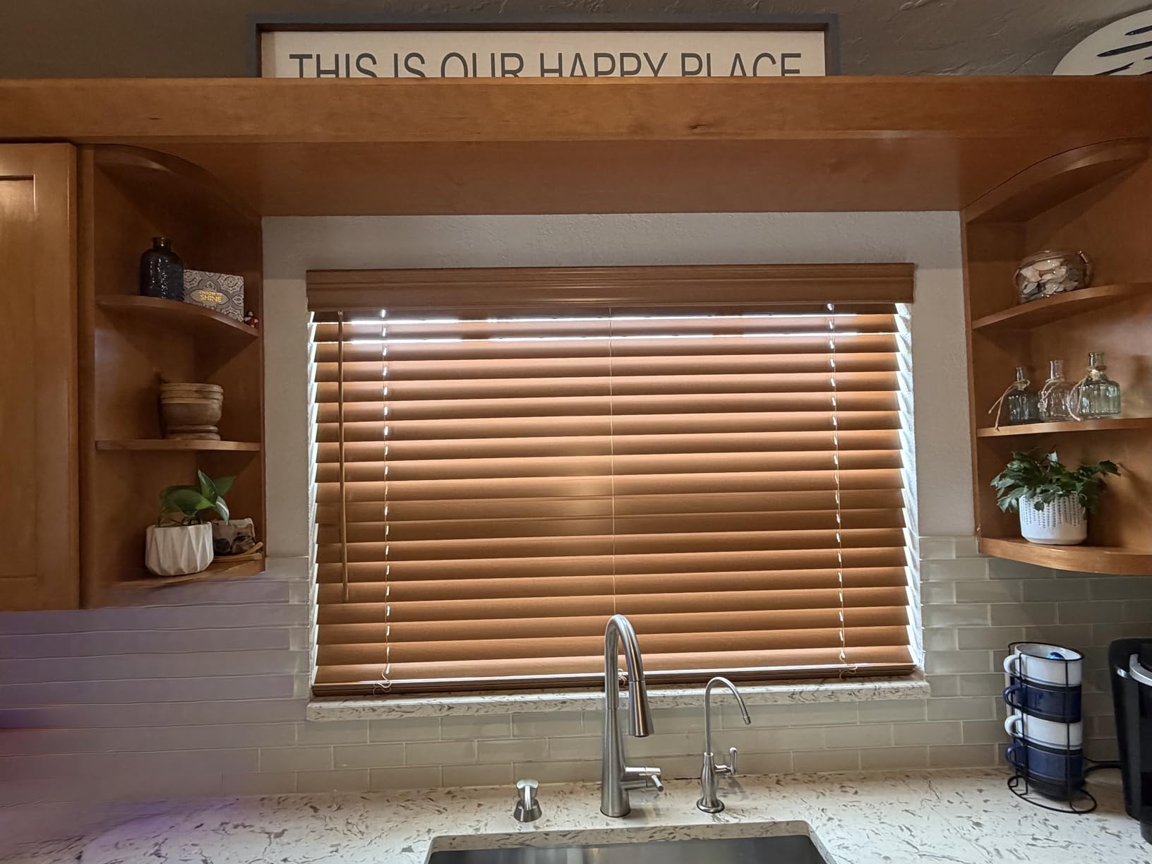 TailorView Customizable Wood Horizontal Cordless Window Blinds - 2 Inch Slats - Bourbon (Medium Brown) - Outside or Inside Mount customer photo 1