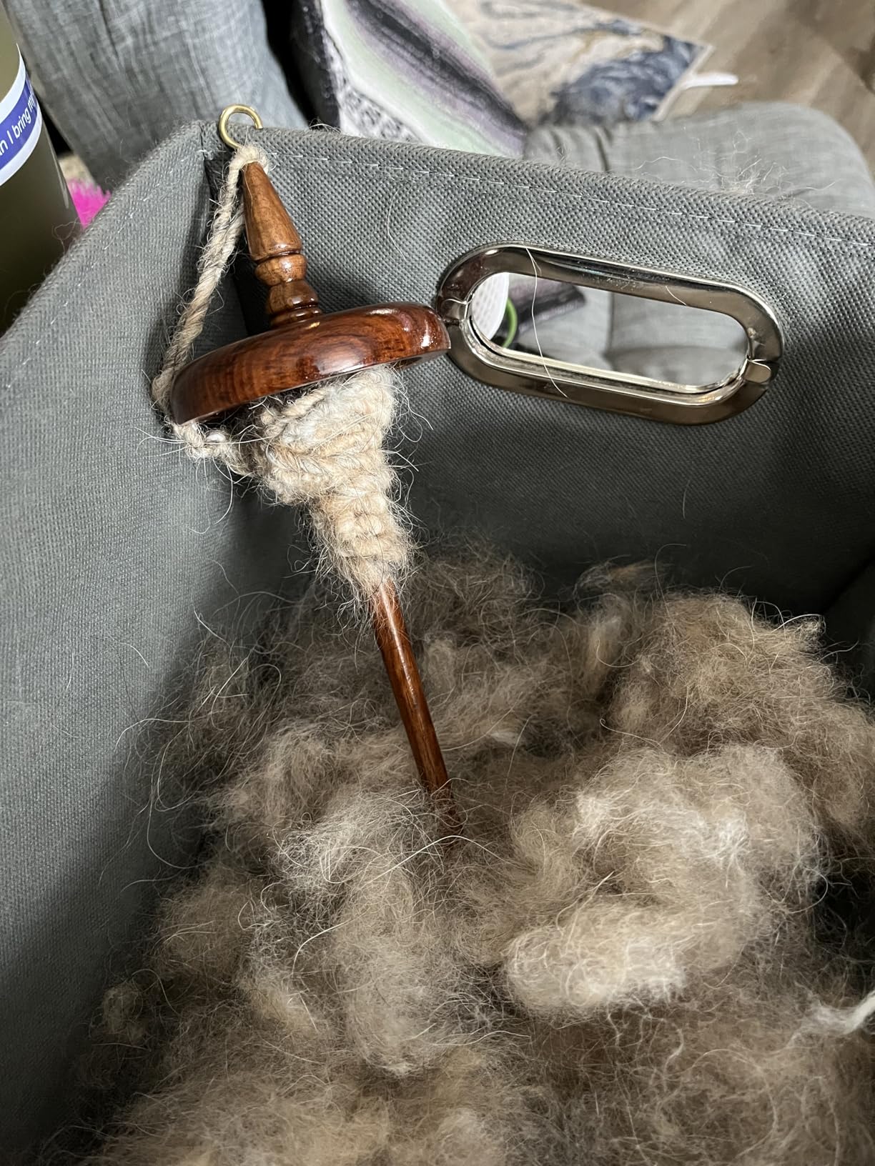 Revolution Fibers Artisan Top Whorl Drop Spindle for Hand Spinning - Hand Crafted Rosewood Flora customer photo 2