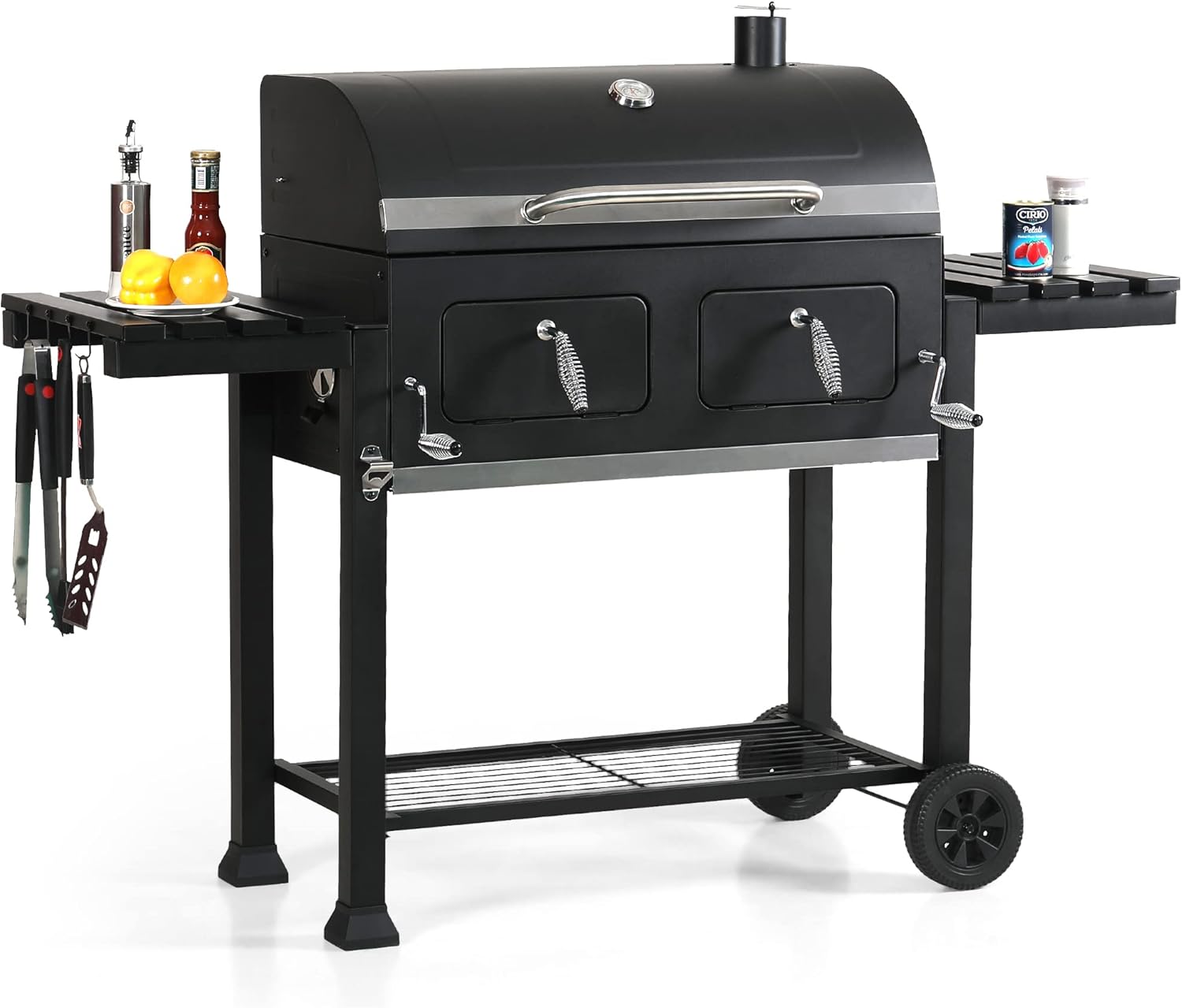 Captiva Designs Extra Large Charcoal BBQ Grill with Oversize Cooking Area(794 SQIN), Outdoor Cooking Grill with 2 Individual Lifting Charcoal Trays and 2 Foldable Side Tables customer photo 1