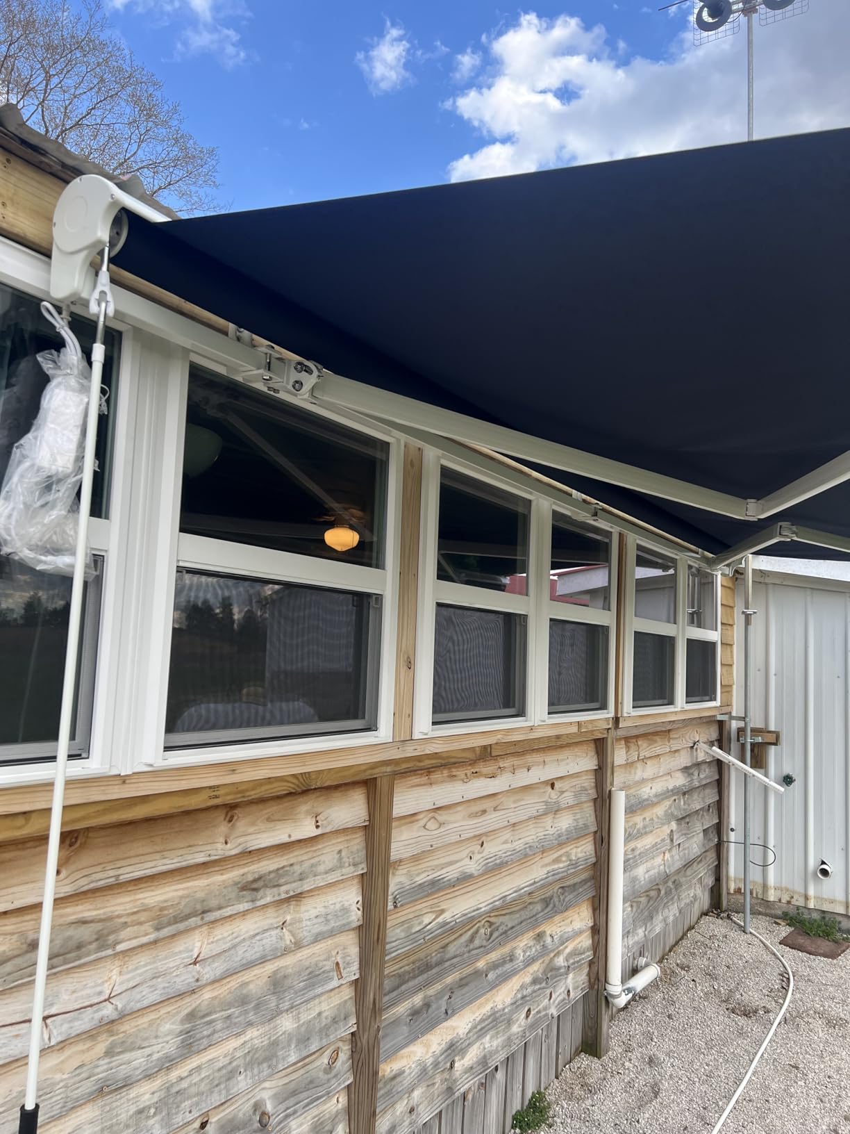 Diensweek Patio Awning Retractable 15'x10', Fully Assembled Motorized Electric Commercial Grade - Quality 100% Dope-dyed Acrylic Window Door Sunshade Shelter - Deck Canopy Balcony (15'x10', Navy Blue) customer photo 2