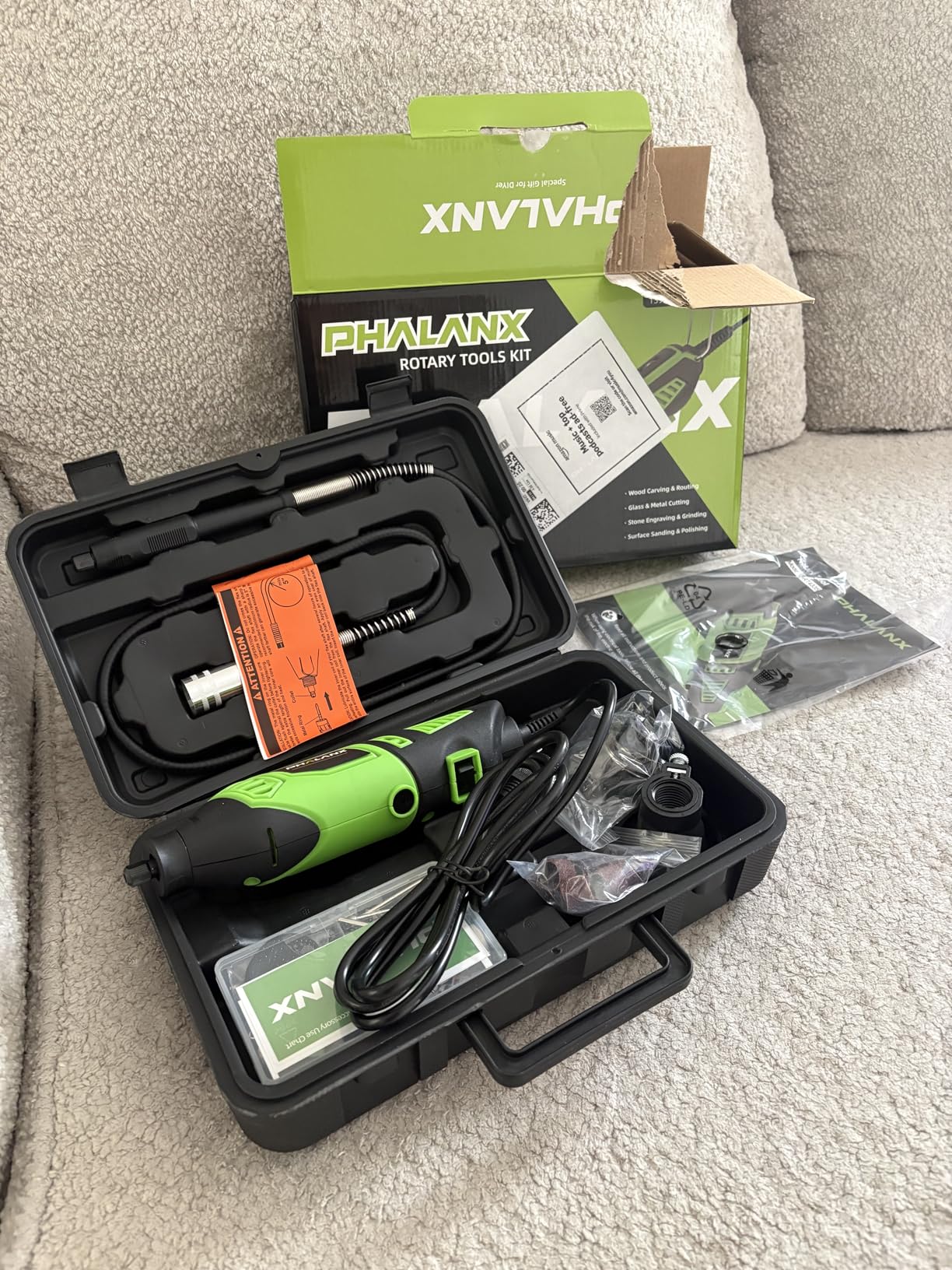 180W Rotary Tool Kit, 1.5-Amp PHALANX 6 Variable Speed with Flex Shaft, 8000-32000RPM Multi-Tool & 139pcs Accessories Kit, Power Multiuse Set Prefect for Crafting Projects and DIY Creations customer photo 1