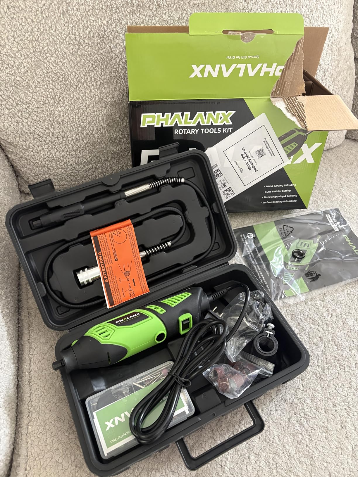 180W Rotary Tool Kit, 1.5-Amp PHALANX 6 Variable Speed with Flex Shaft, 8000-32000RPM Multi-Tool & 139pcs Accessories Kit, Power Multiuse Set Prefect for Crafting Projects and DIY Creations customer photo 2