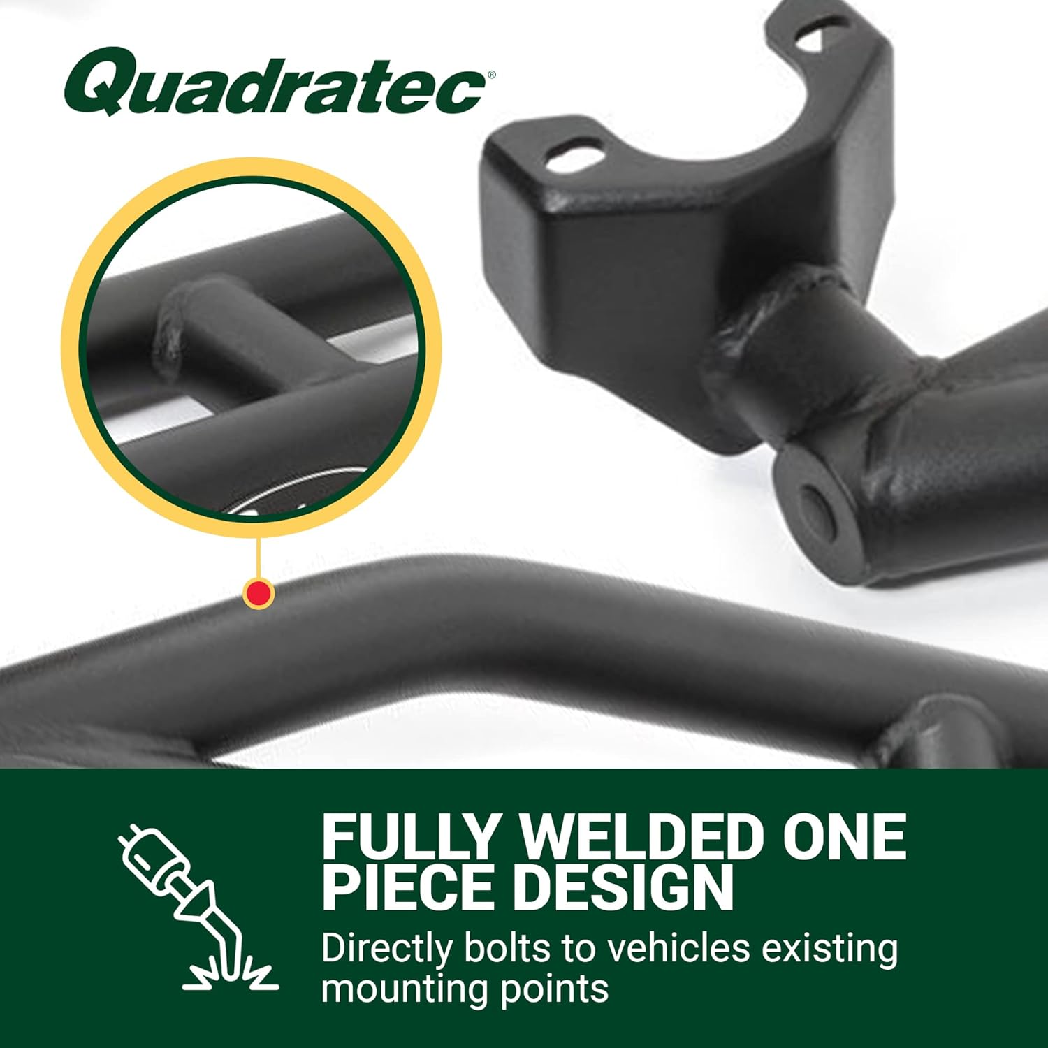 Quadratec QRC Rock Sliders, Set of 2 - Fits Jeep Wrangler Rubicon JK 2007-2018 - Fits with Your Factory Rubicon Rock Rails - Solid Welded One-Piece Design - Side Step Running Boards (4-Door) customer photo 2