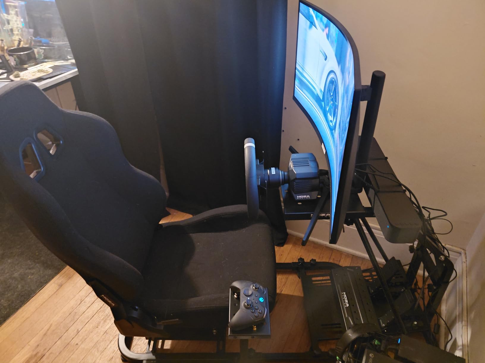 Racing Seat with Double Locking Slides Cloth Breathable Gaming Seat Adjustable fit Most racing simulator cockpits(Steering Wheel Stand Not Include) customer photo 2