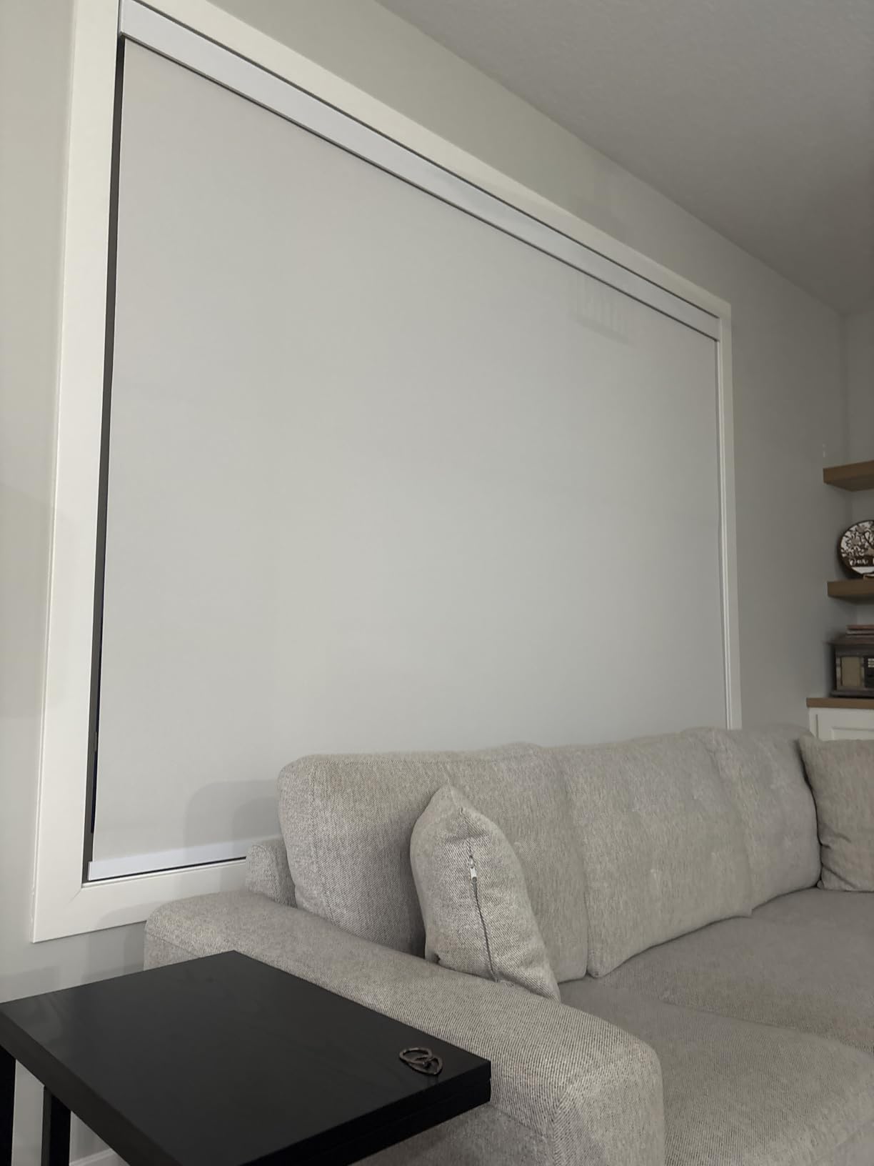 SmartWings Motorized Roller Shades Work with Homekit, 100% Blackout Smart Blinds for Windows, Cordless Remote Control Window Shades, Customized Size, Essential Grey customer photo 1