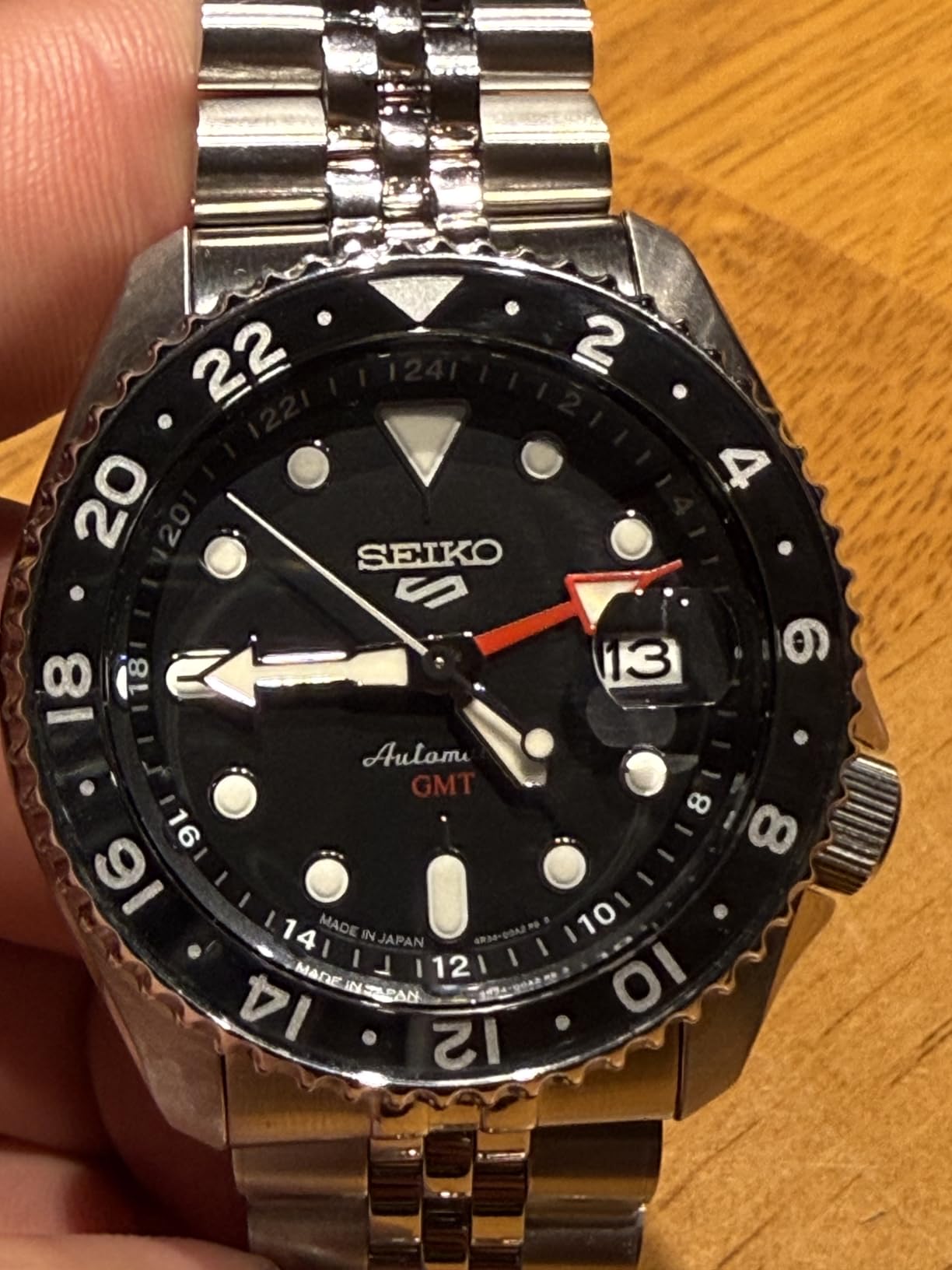 SEIKO SSK001 Automatic Watch for Men - 5 Sports - Black Dial with Date Calendar and Luminous Hands & Markers and Black & Gray GMT Bezel, 100m Water-Resistant customer photo 1
