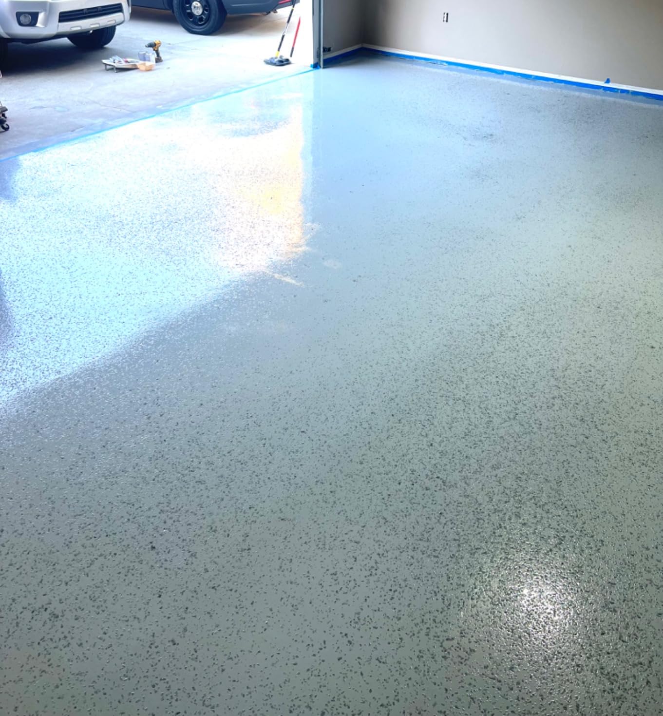 ArmorPoxy Garage Epoxy Floor Kit - 100% Solids - 2 Part Industrial-Grade Coating w/UltraGlaze Topcoat | DIY Slip & Hot Tire Resistant | 300 Sq Ft - Designer Gray - 17 pc kit customer photo 1