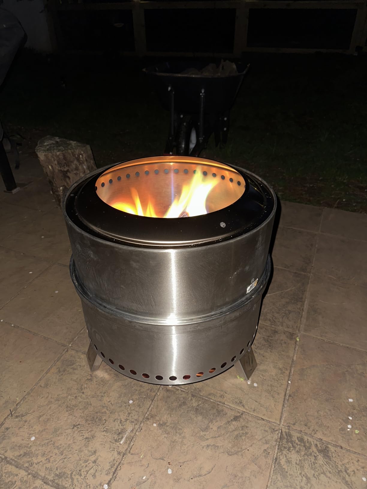 TURBRO 19 Inch Smokeless Fire Pit for Outdoor Wood Burning, Portable Stainless Steel Camping Stove with Stand, Removable Ash Pan, Waterproof Storage Bag, Unique Nested Design, Pluto R19-PG, Black customer photo 1