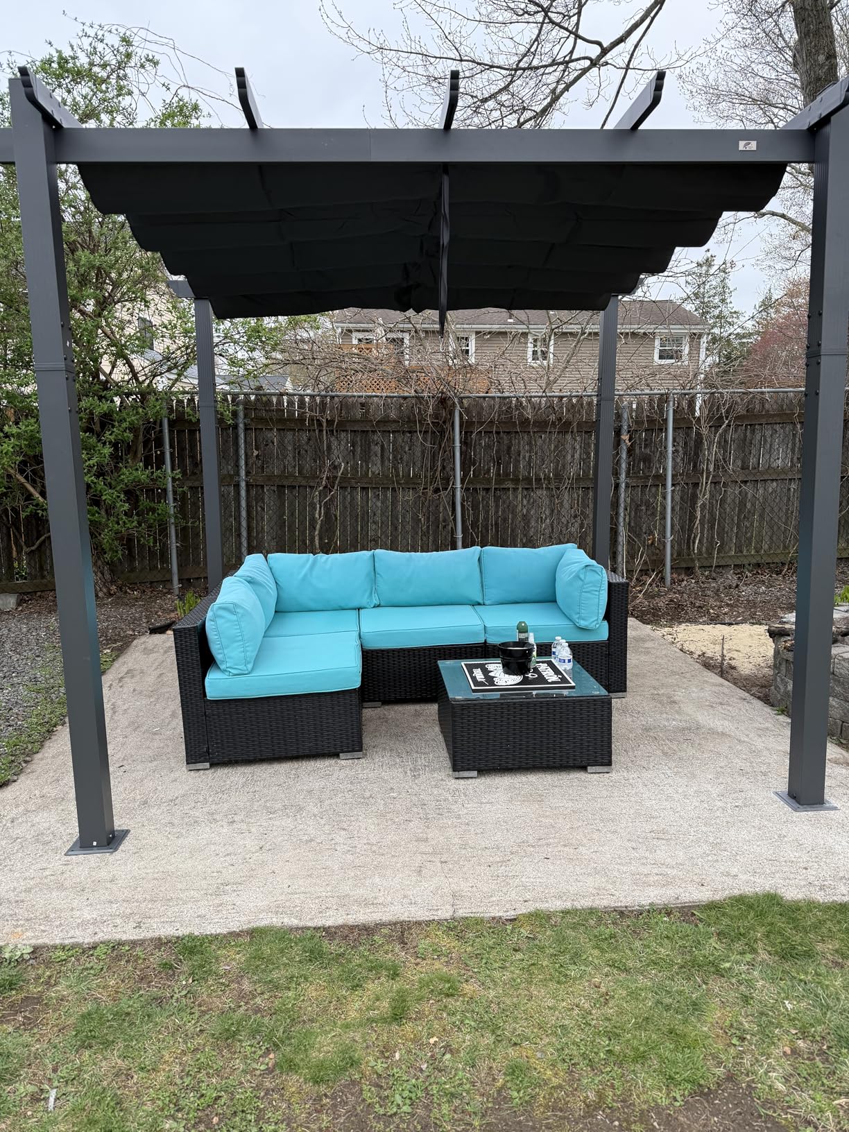 PURPLE LEAF 12' X 16' Outdoor Pergola with Retractable Canopy Aluminum Shelter for Porch Garden Beach Sun Shade Pavilion Grape Trellis Grill Gazebo Modern Backyard Deck Metal Patio Pergola Gray customer photo 2
