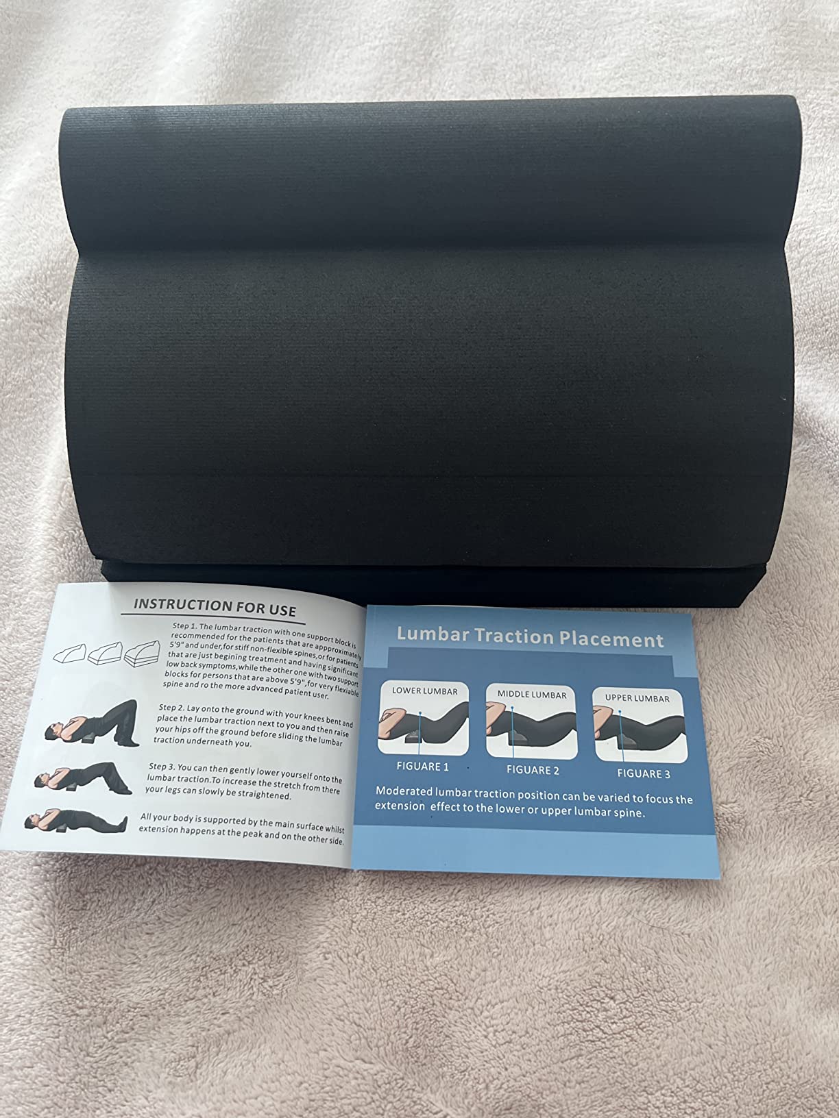 WANYIDA Lumbar Orthotic Traction Roll Device, Lower Back Stretcher for Pain relief, Back Traction for Lumbar Decompression, 3 Height Adjustable Lumbar Stretcher, Chiropractic customer photo 2