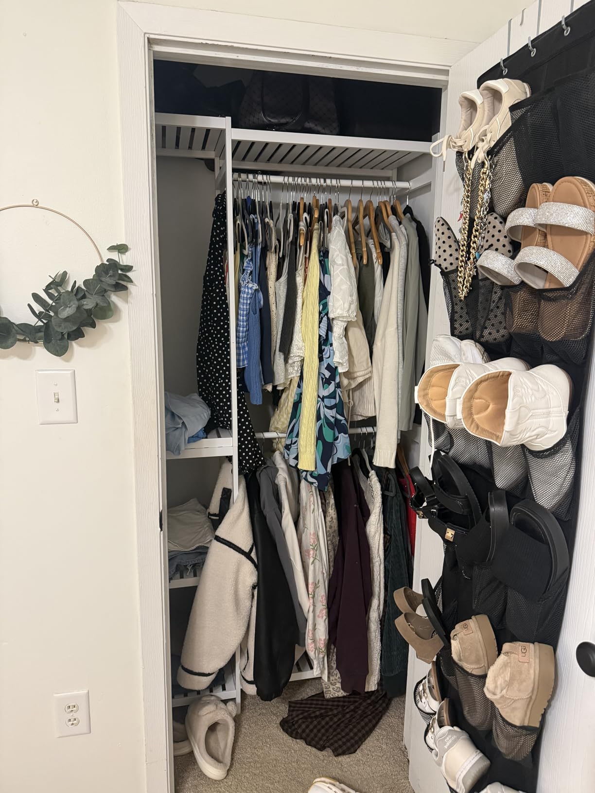 Homykic Bamboo Closet System Clothes Rack, Large Freestanding Garment Rack Clothing Rack for Hanging Clothes with 7 Storage Shelves and 5 Rods, Open Wardrobe Organizer with 4 Hooks, Natural customer photo 1