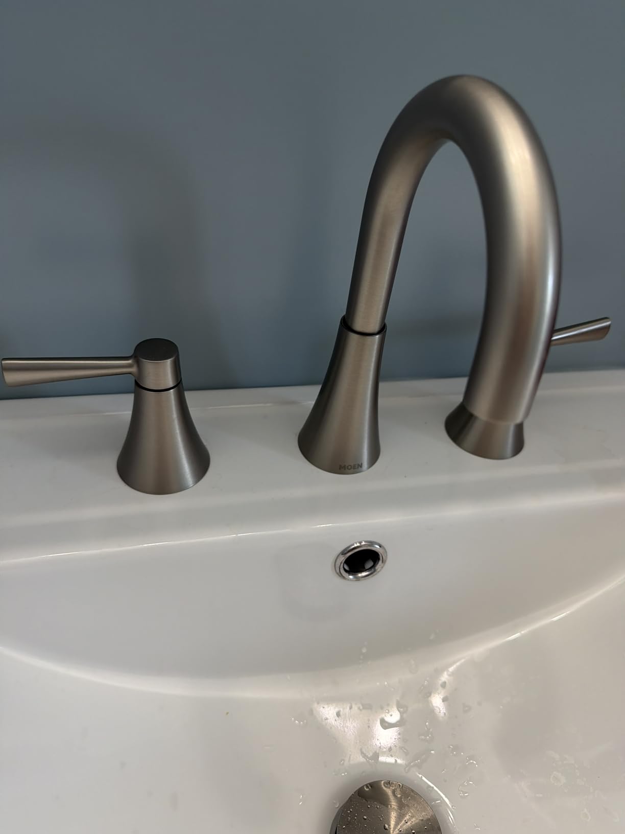 Moen 84023BL Ronan Two-Handle Widespread Bathroom Sink Faucet with Valve Included, Matte Black, Modern 3-Hole Faucet with Push-Down Drain Assembly customer photo 1