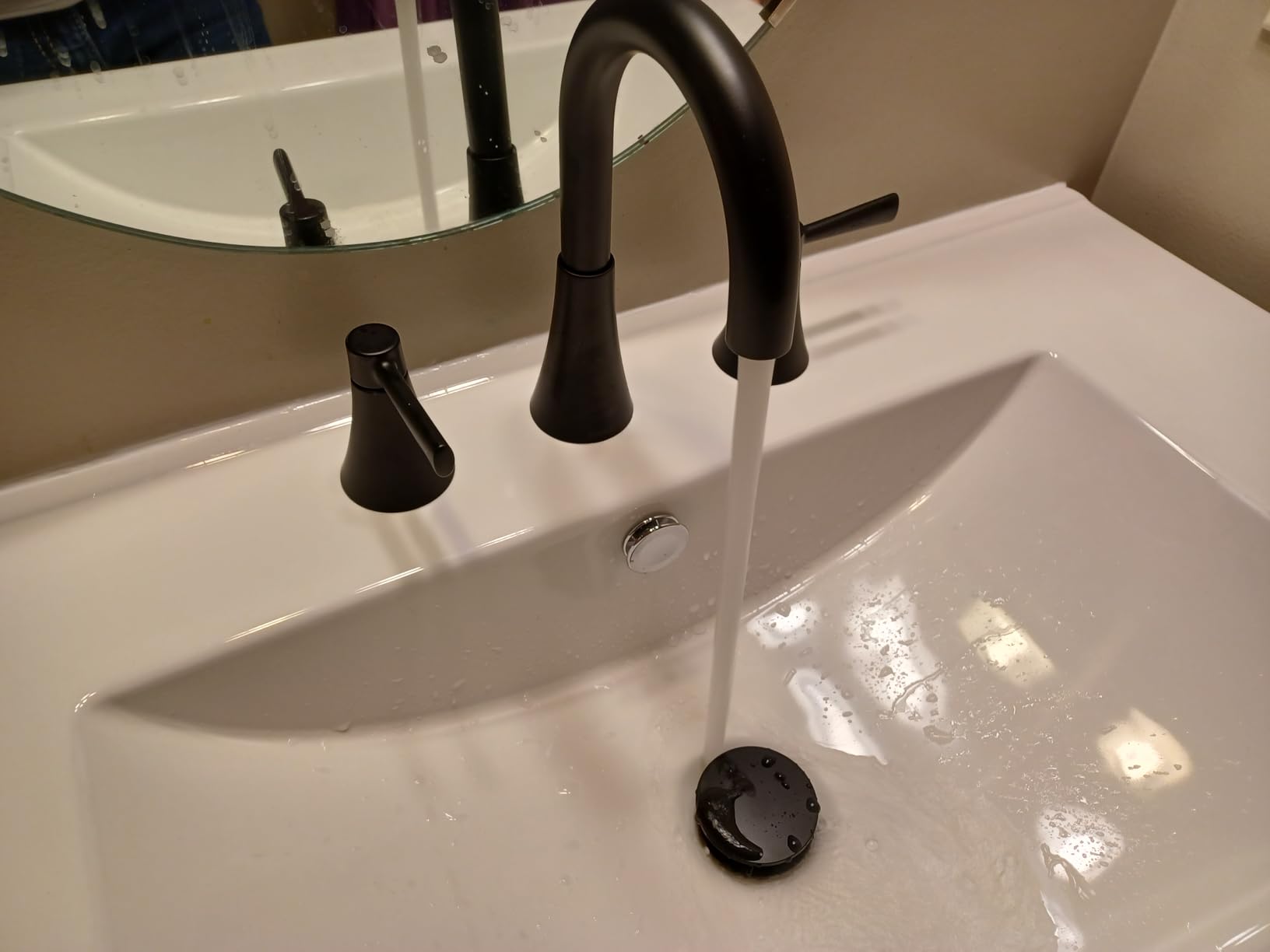 Moen 84023BL Ronan Two-Handle Widespread Bathroom Sink Faucet with Valve Included, Matte Black, Modern 3-Hole Faucet with Push-Down Drain Assembly customer photo 2