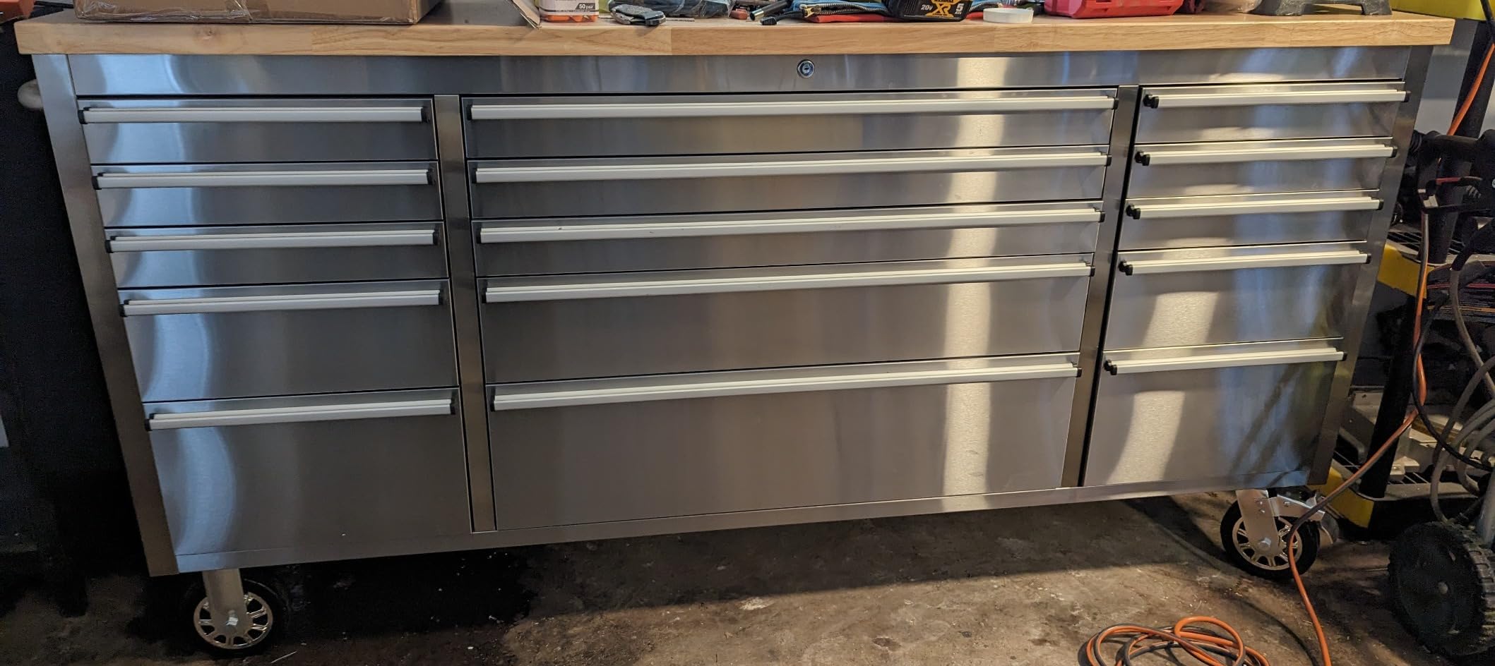 CT Copper Tailor 72-inch Rolling Tool Chest with 15 Drawers and Wheels, Mobile Garage Workbench, Large Tool Box Storage Tool Cabinet with Wood Top for Workshop, Stainless Steel customer photo 1