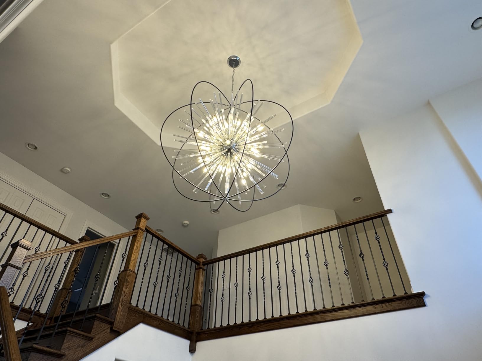 Vezzio 12-Light Modern Crystal Chandeliers for Entryway D27 Inch Black Globe Foyer Chandelier Contemporary Ceiling Hanging Light Fixture for Dining Room Kitchen Island Living Room Hallway Stairway customer photo 1