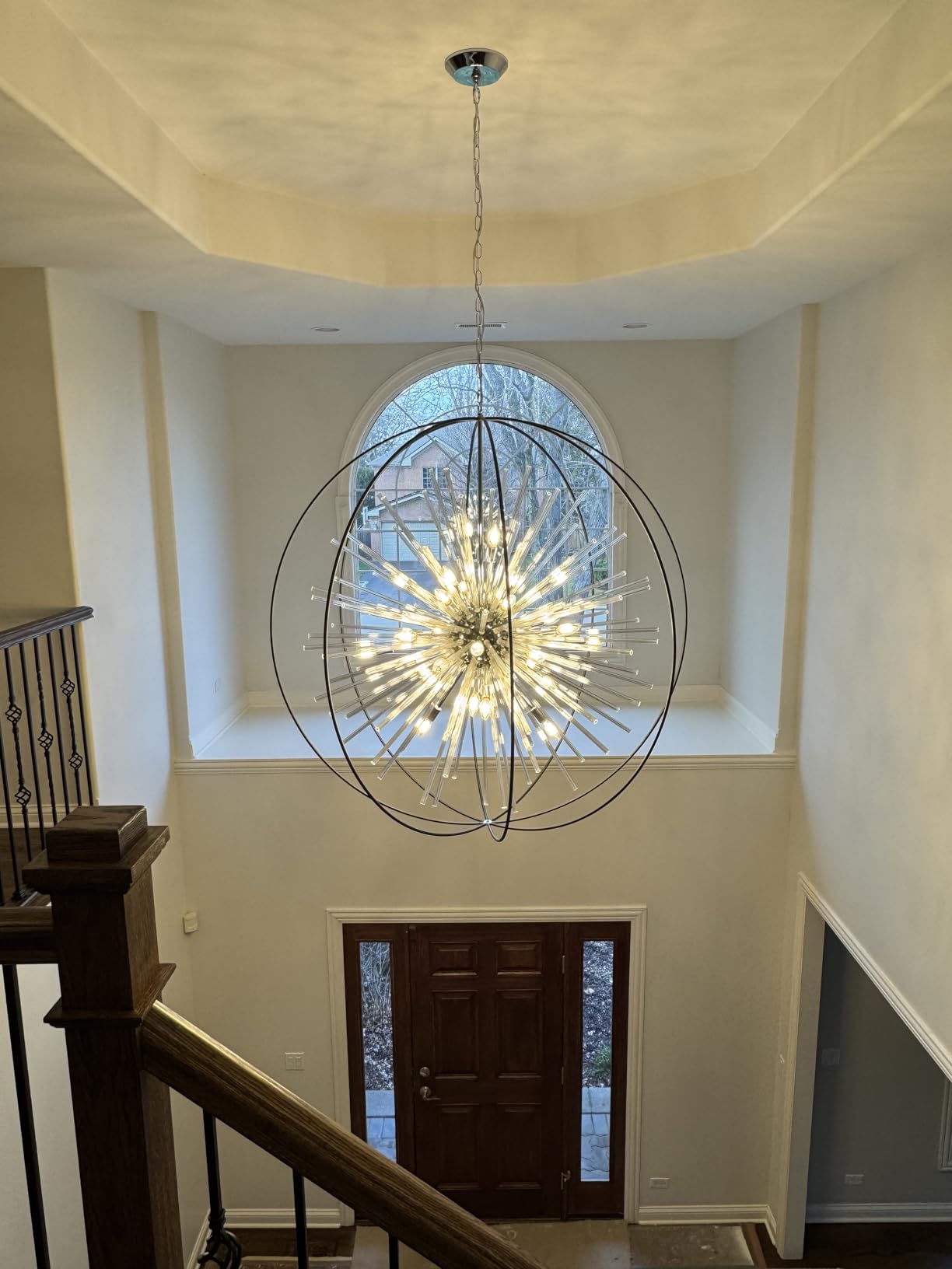 Vezzio 12-Light Modern Crystal Chandeliers for Entryway D27 Inch Black Globe Foyer Chandelier Contemporary Ceiling Hanging Light Fixture for Dining Room Kitchen Island Living Room Hallway Stairway customer photo 2