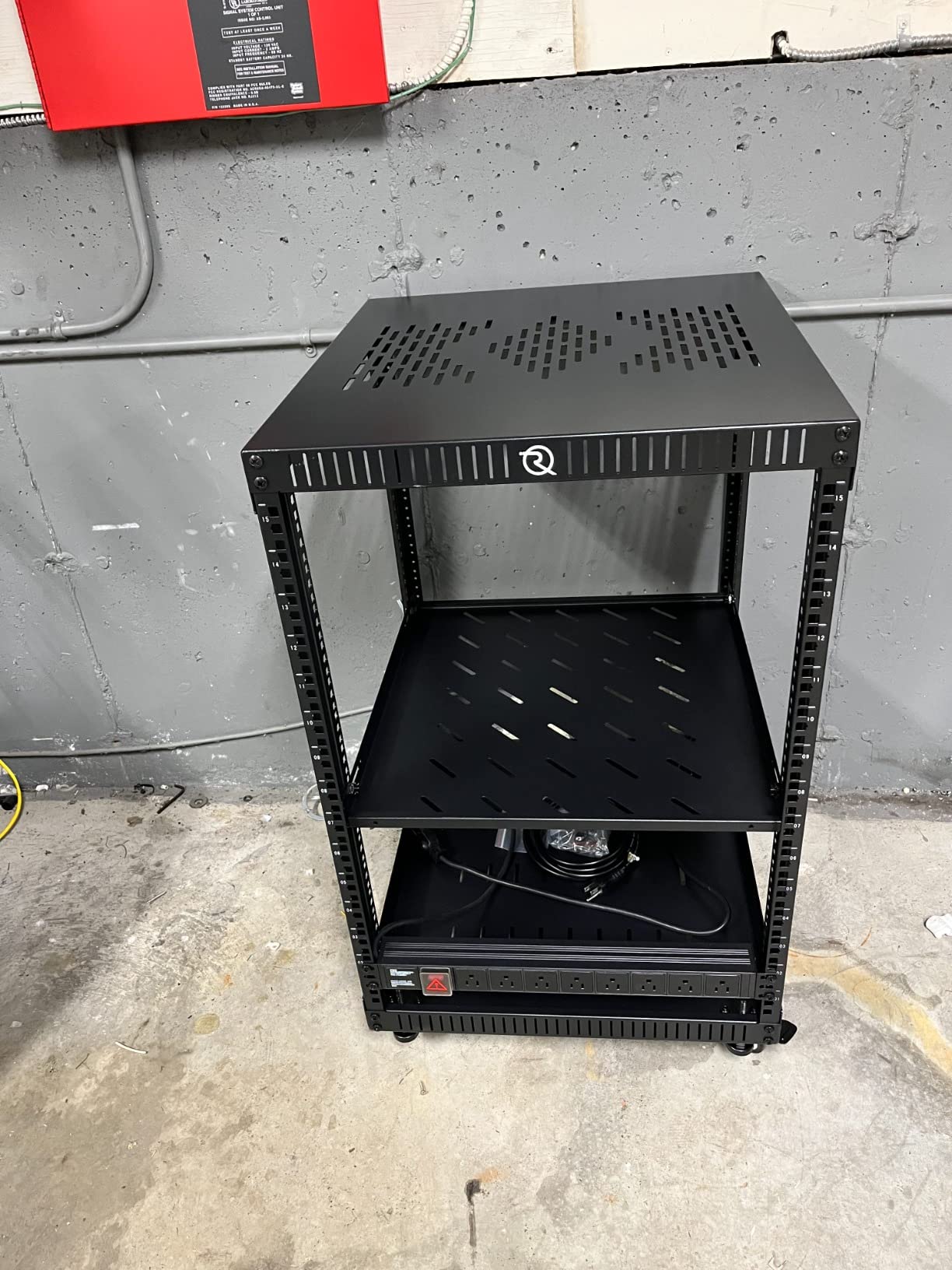 RIVECO 25U Network Rack with Reinforced Top Cover - 4 Post Floor Rack on Wheels for 19