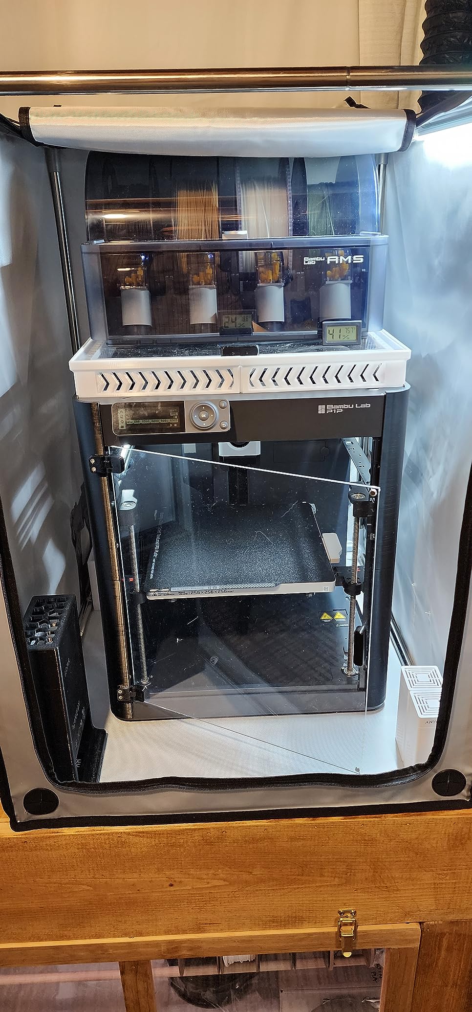 3-in-1 Multifunctional 3D Printer Enclosure Laser Engraver Eye Protective Shield Cover Resin 3D Printer Fireproof Tent with Fume Extractor Smoker Absorber Filament Dryer Dust Cover (3in1 Tent) customer photo 2