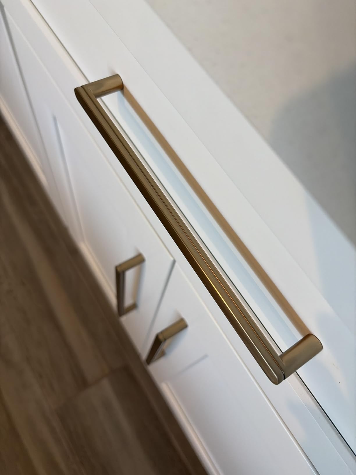 Goo-Ki 6 Pack Pure Brass Made Luxurious Cabinet Pulls, Matte, 5 Inches Center to Center, Brushed Brass customer photo 1