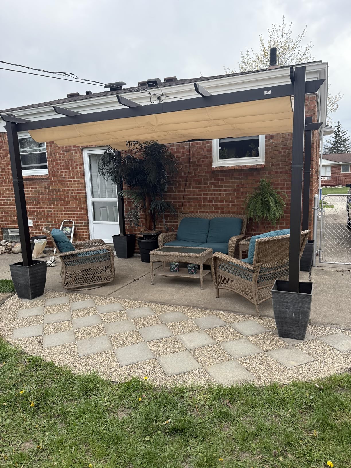 PURPLE LEAF 10' x 13' Outdoor Retractable Pergola Aluminum with Sun Shade Canopy DIY Patio Modern Heavy-Duty Bronze Shelter for Garden Yard Pavilion Grape Trellis Porch, Beige customer photo 2