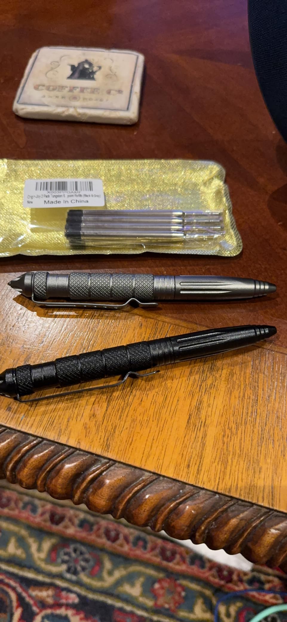 Origin-Joy 2 Pack Tungsten Steel Military Tactical Pen Set, Multifunctional EDC Self Defense Pen With 8 Ballpoint Refills (Black & Gray) customer photo 2